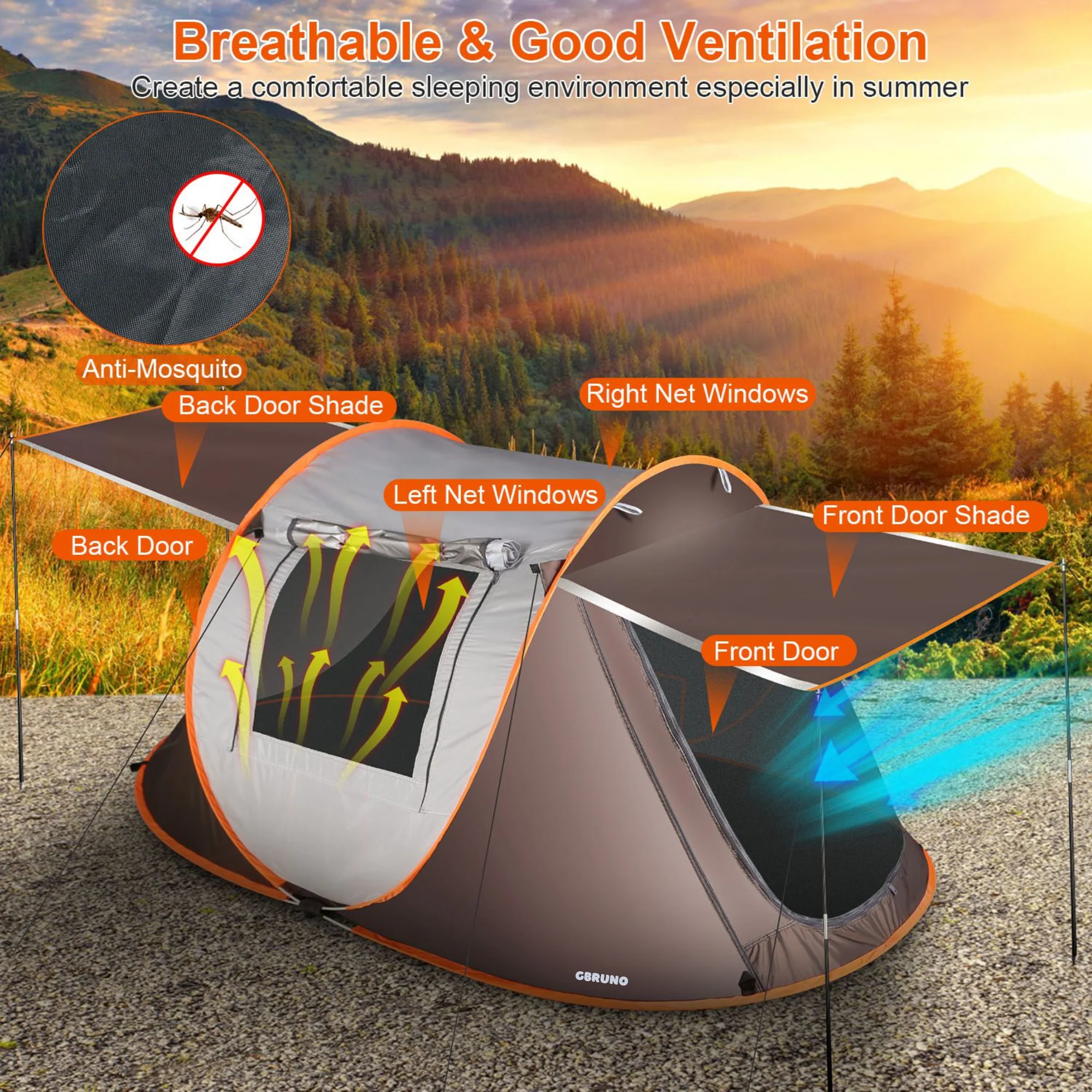 GBruno 3-4 Person Pop Up Tent - Image 5