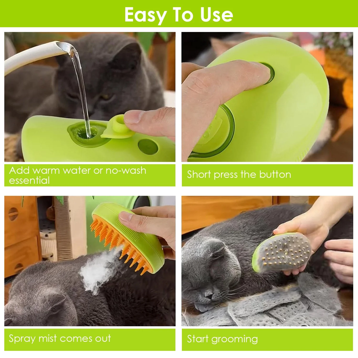 GBruno 3 In 1 Cat Grooming Steam Brush - Image 3