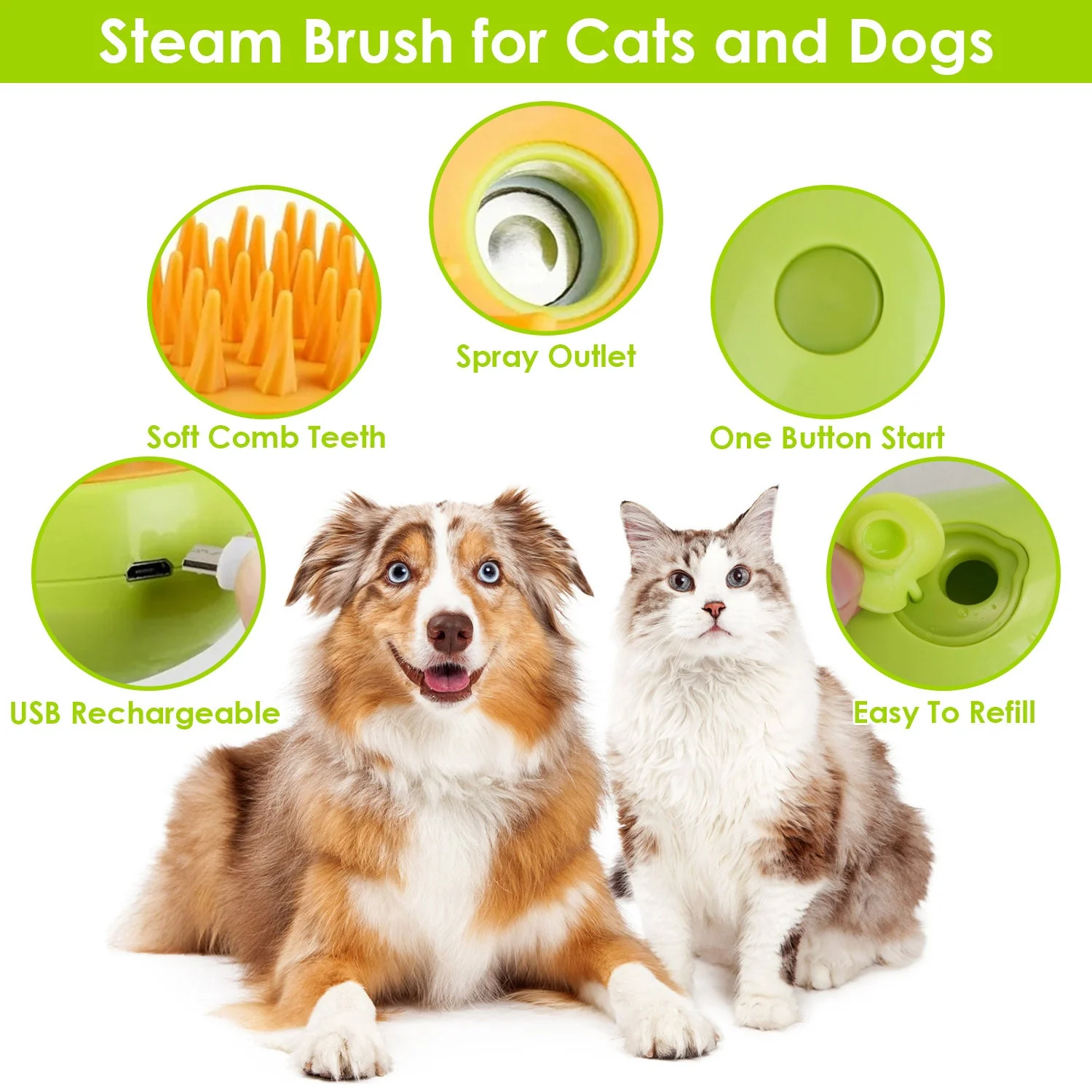 GBruno 3 In 1 Cat Grooming Steam Brush - Image 4