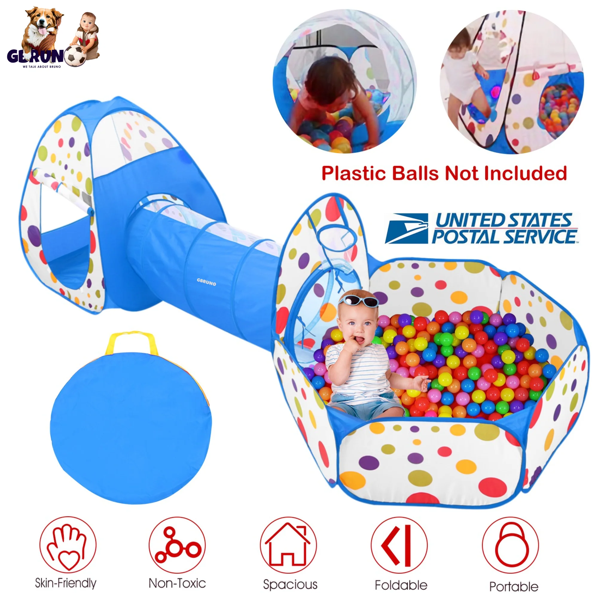 GBruno 3 In 1 Child Crawl Tunnel Tent - Image 4