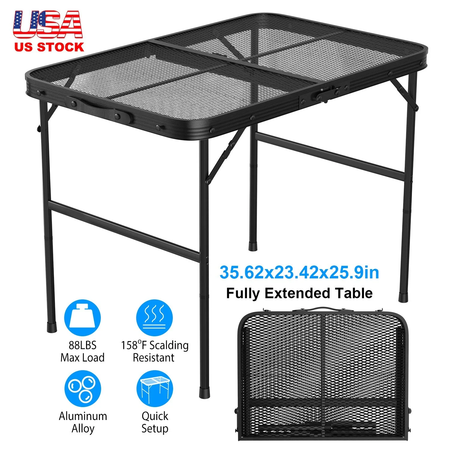 GBruno 35.62x23.42x25.9in Foldable Camping Table - Image 2