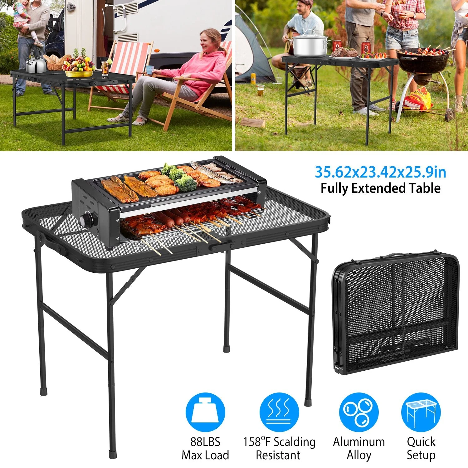 GBruno 35.62x23.42x25.9in Foldable Camping Table - Image 5