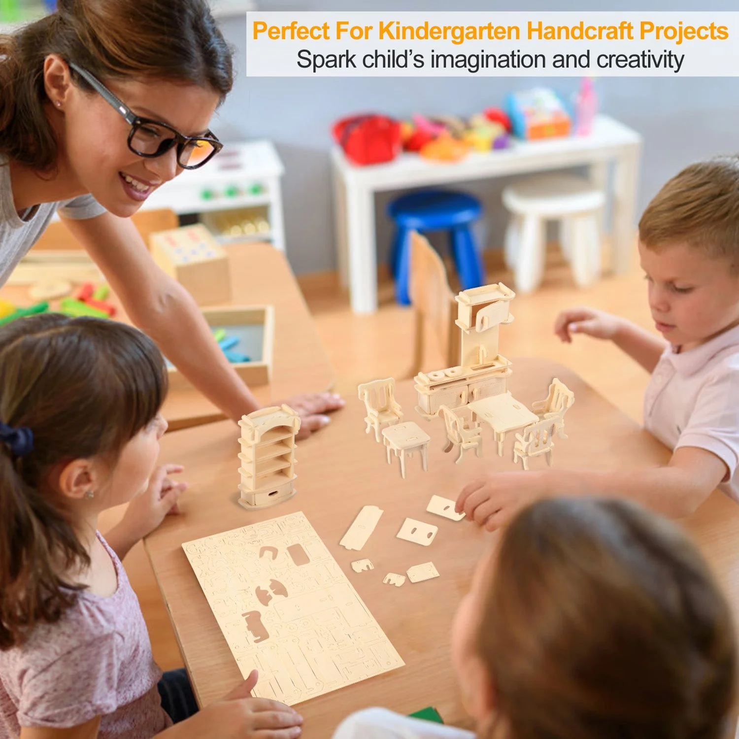 GBruno 3D Wooden Dollhouse Furniture Puzzles - Image 7