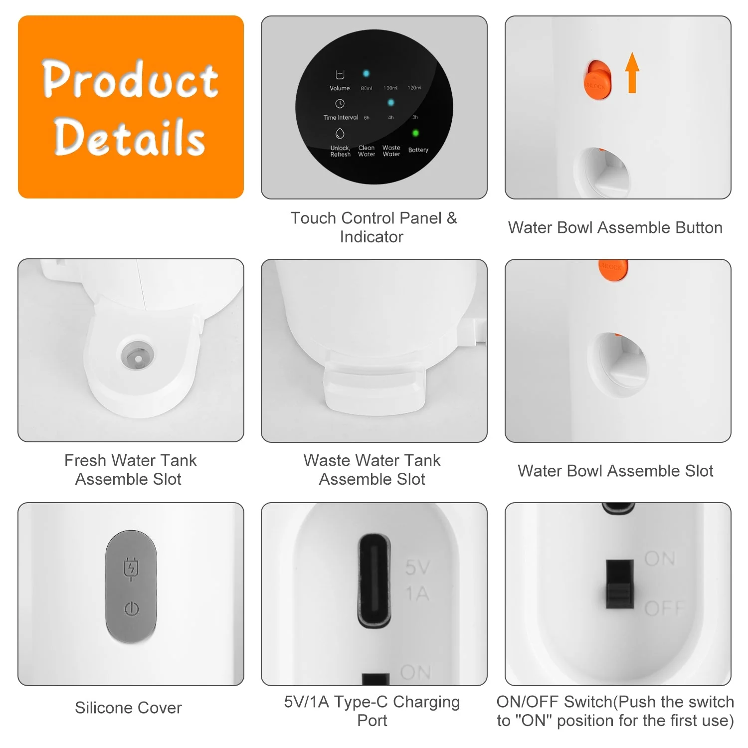 GBruno 3L Cordless Pet Water Fountain with Timer - Image 5