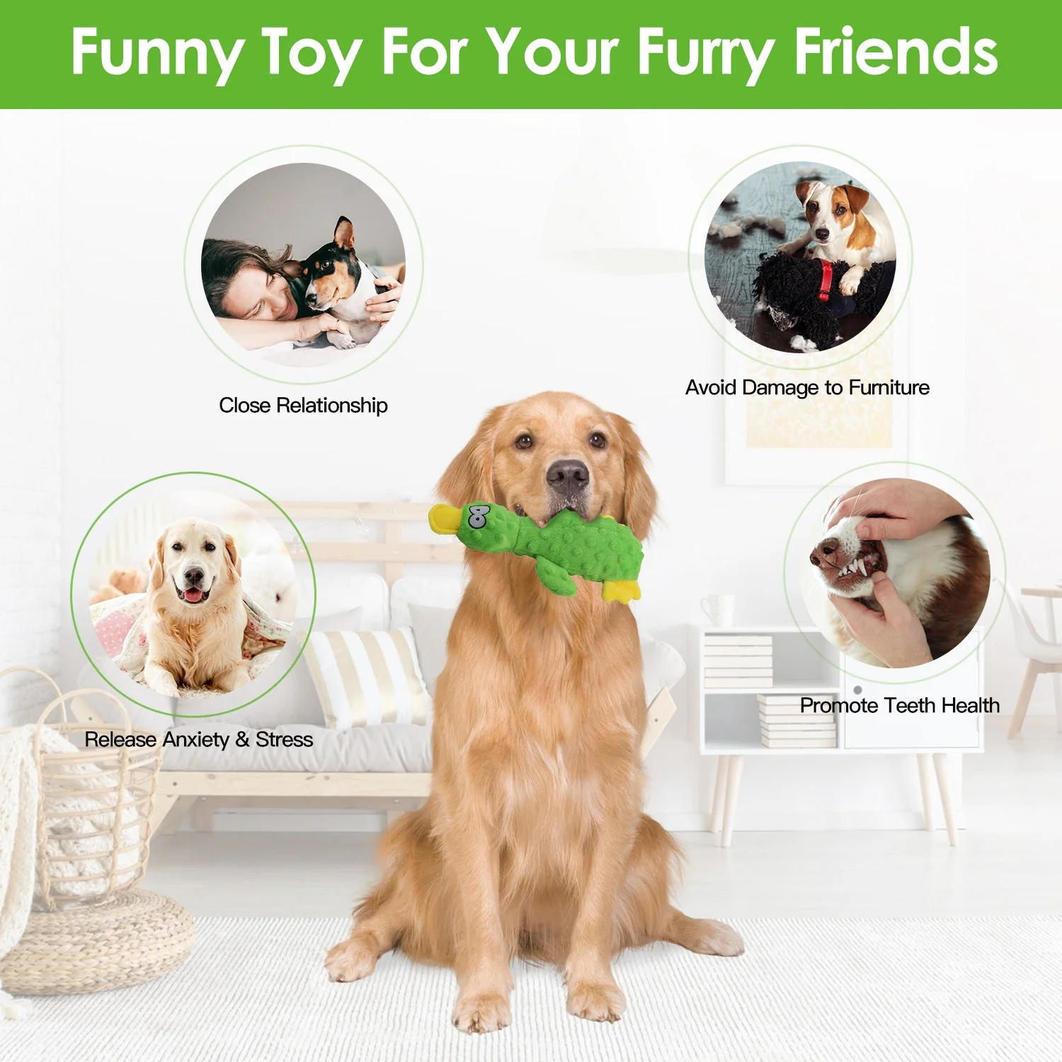 GBruno 3Pcs Duck-Shaped Dog Plush Toy - Image 3