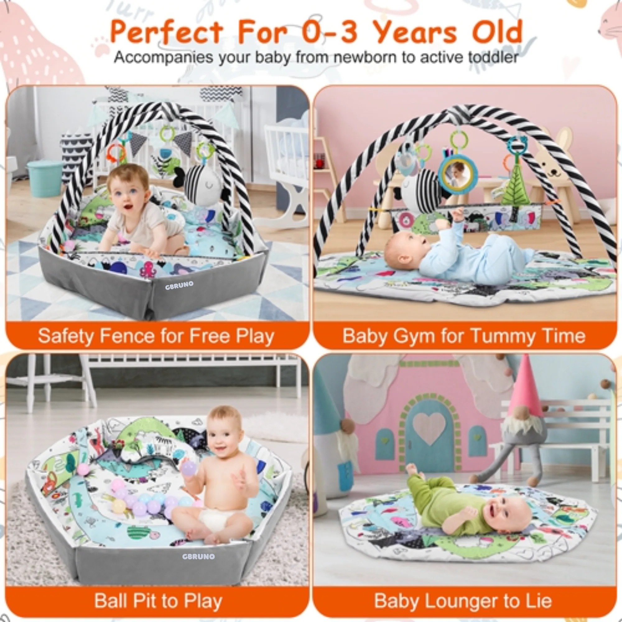 GBruno  4 In 1 Baby Gym Play Mat - Image 3