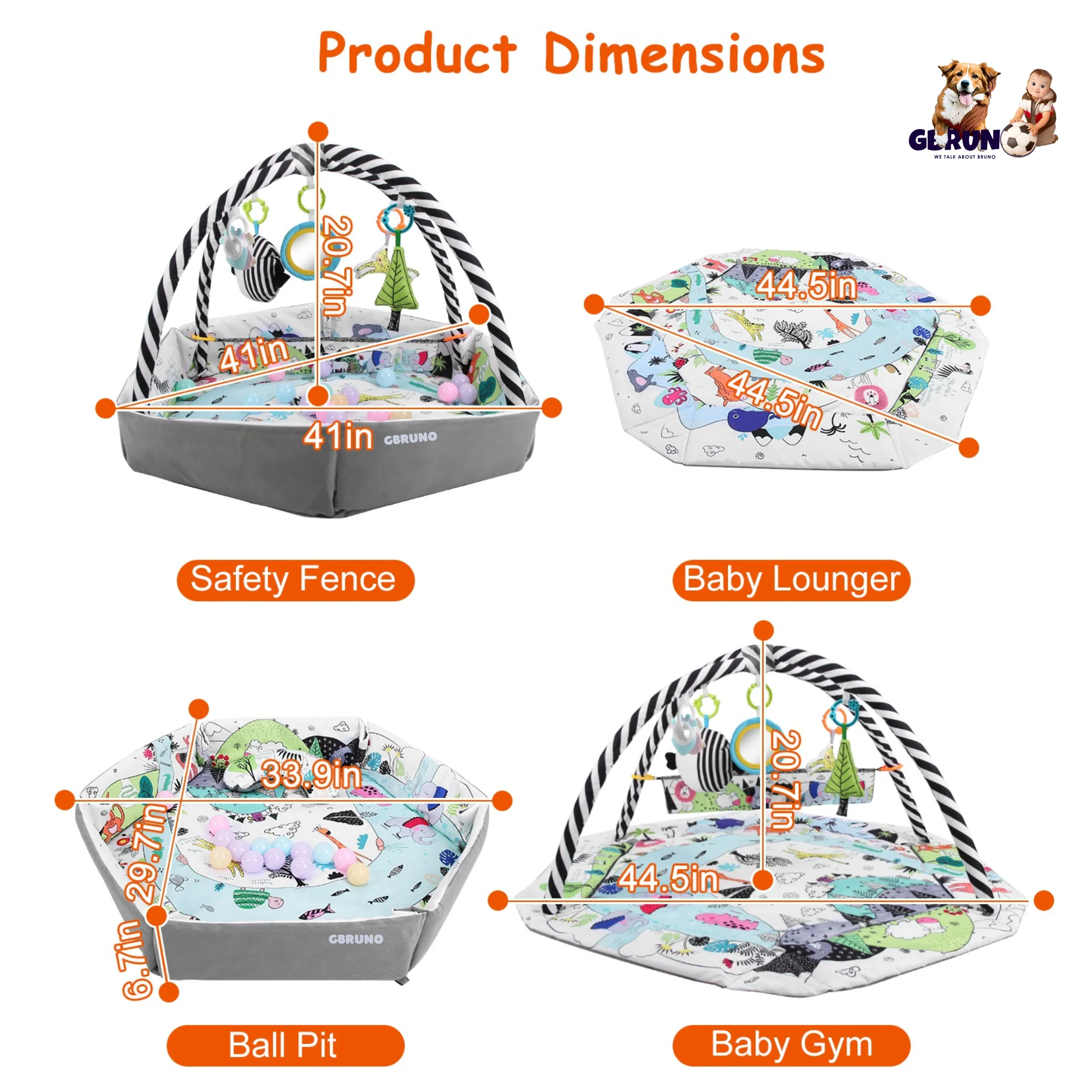 GBruno  4 In 1 Baby Gym Play Mat - Image 6