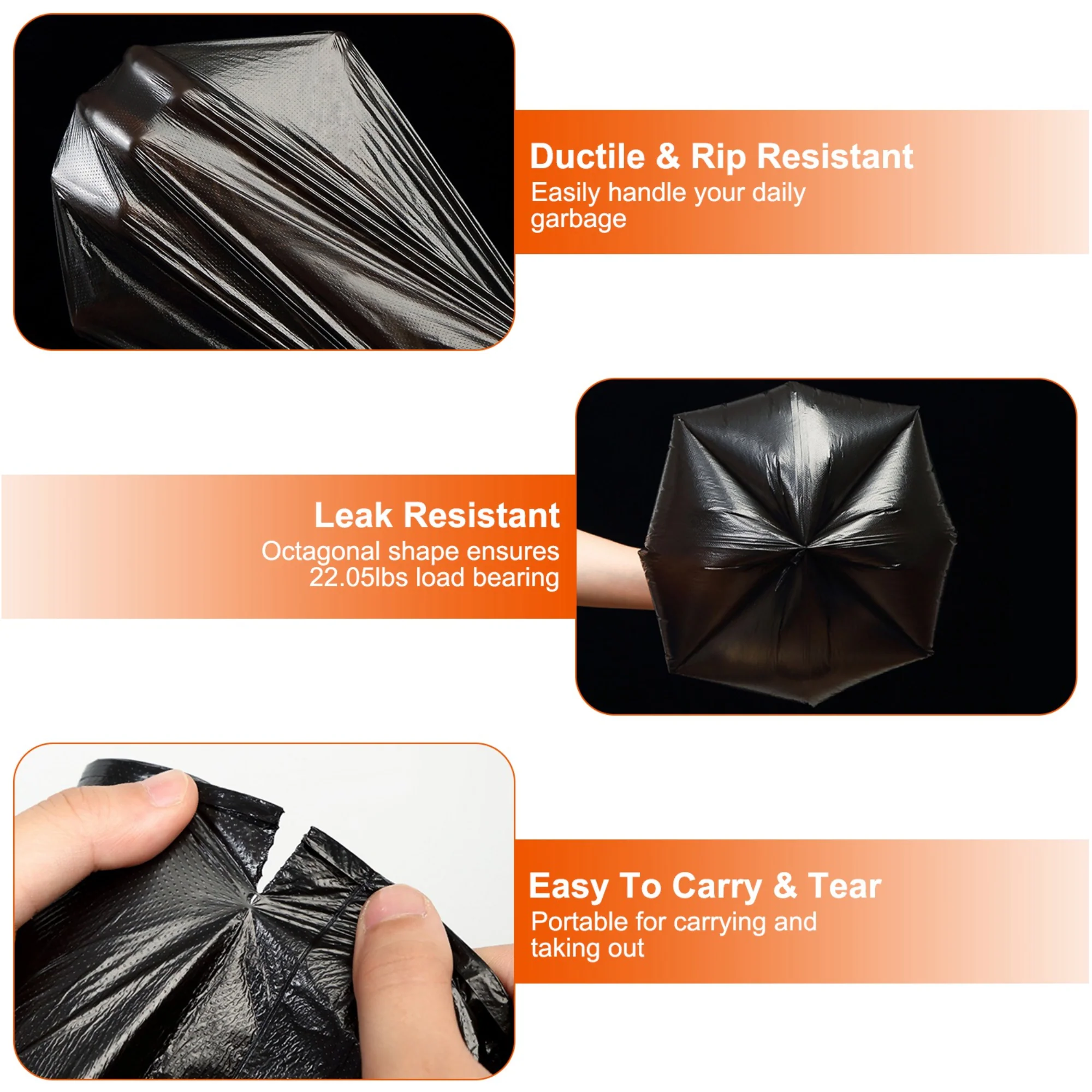 GBruno 4 Rolls Black Garbage Bag - Image 2