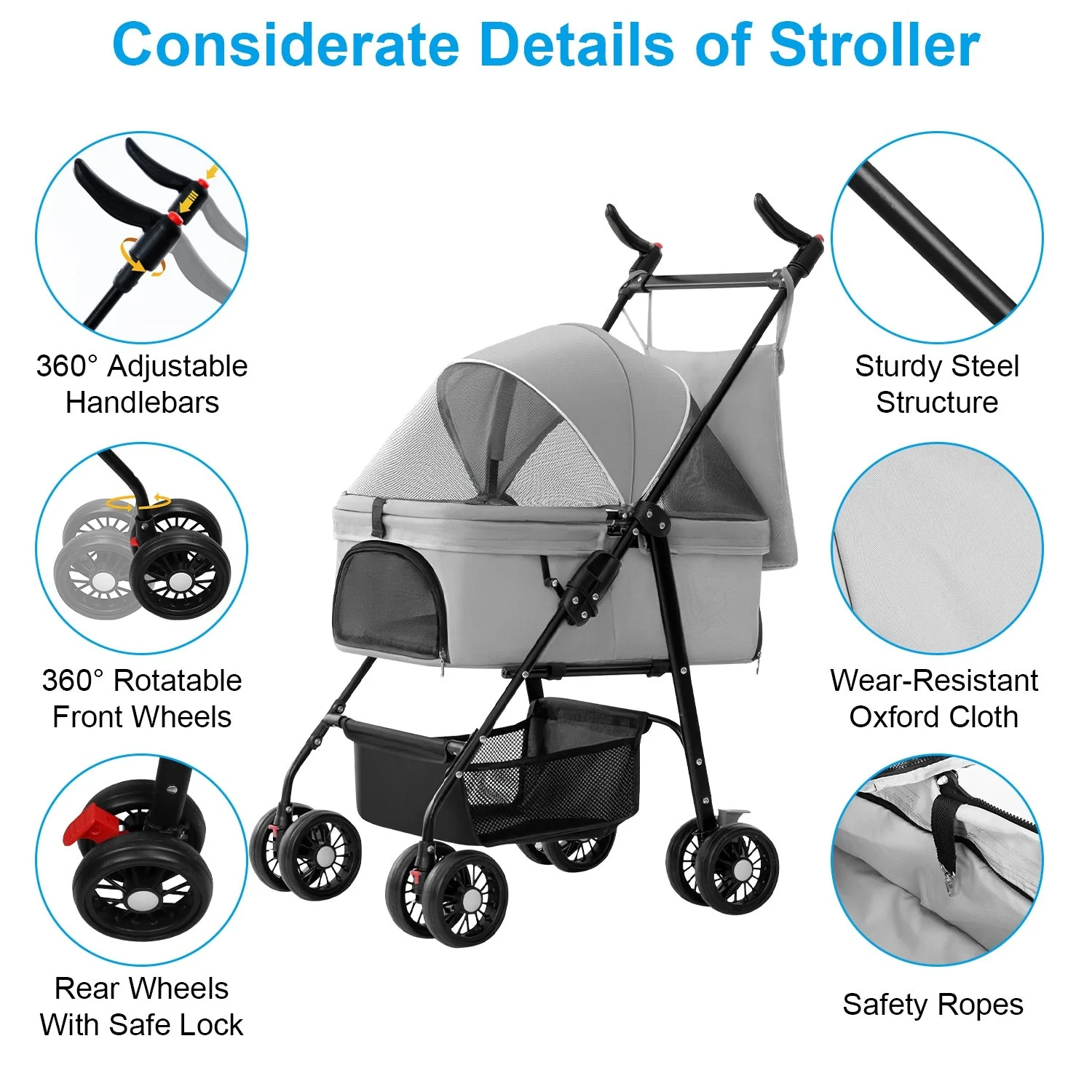 GBruno 4 Wheels Pet Stroller - Image 3