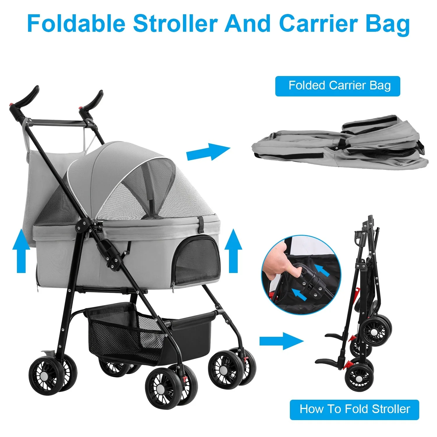 GBruno 4 Wheels Pet Stroller - Image 4