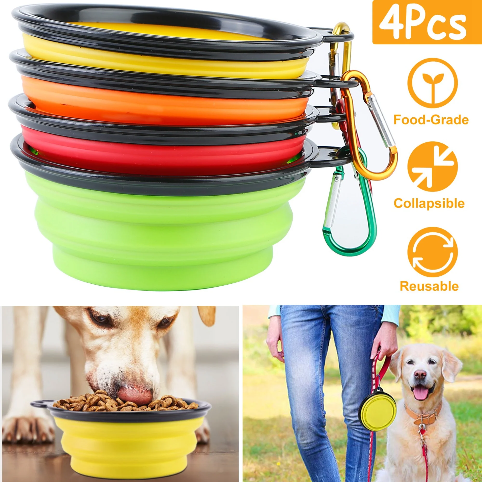 GBruno 4Pcs Silicone Collapsible Dog Bowls - Image 3