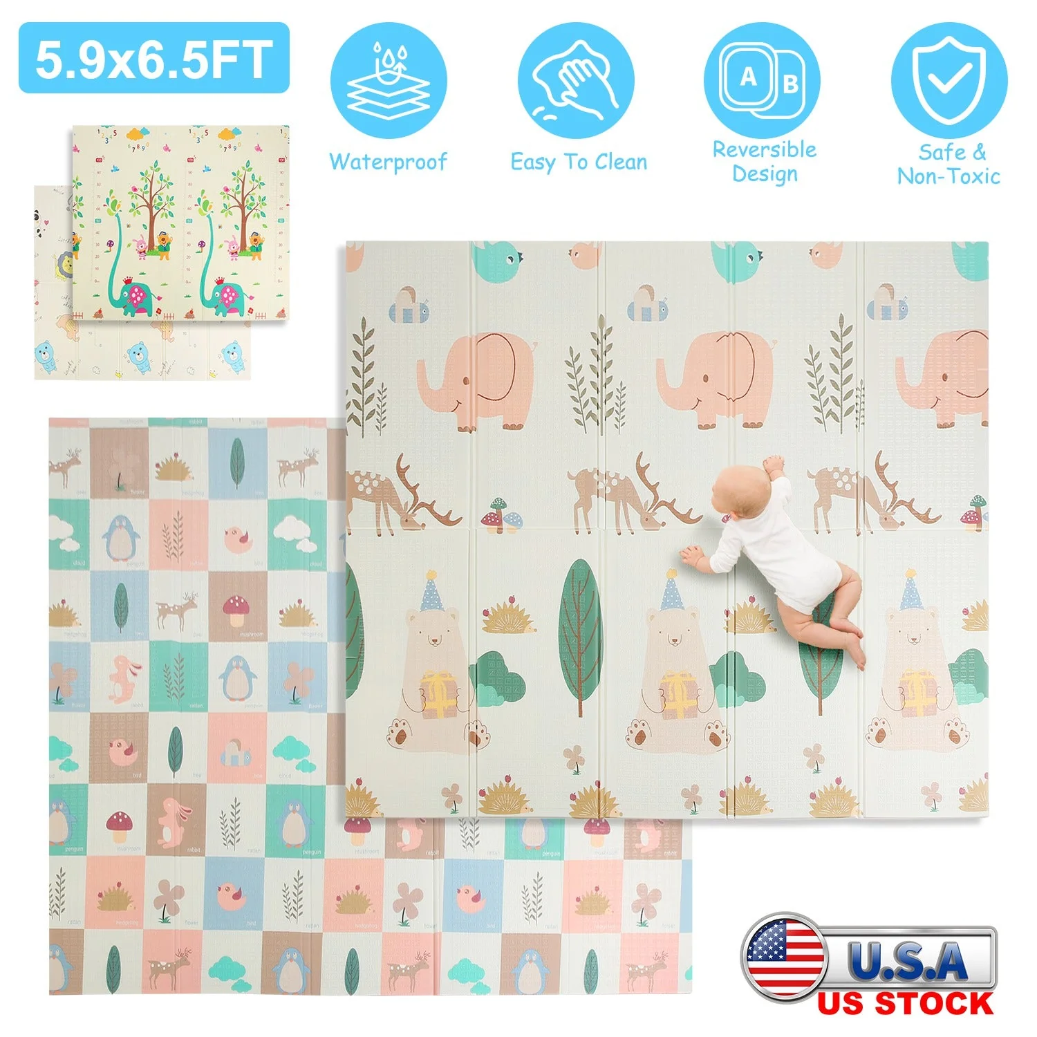 GBruno 5.9x6.5FT Foldable Baby Play Mat - Image 2