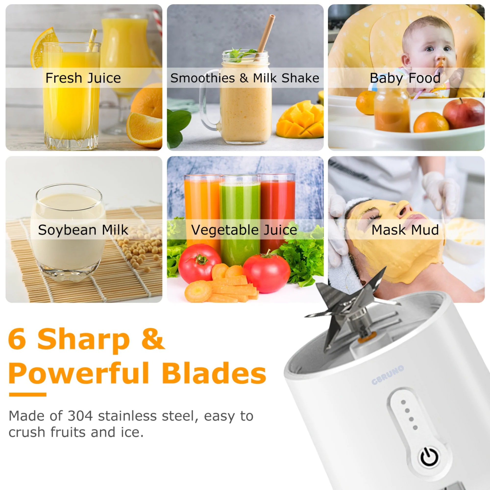 GBruno 50ML/15.2OZ Portable Fruit Blender - Image 5
