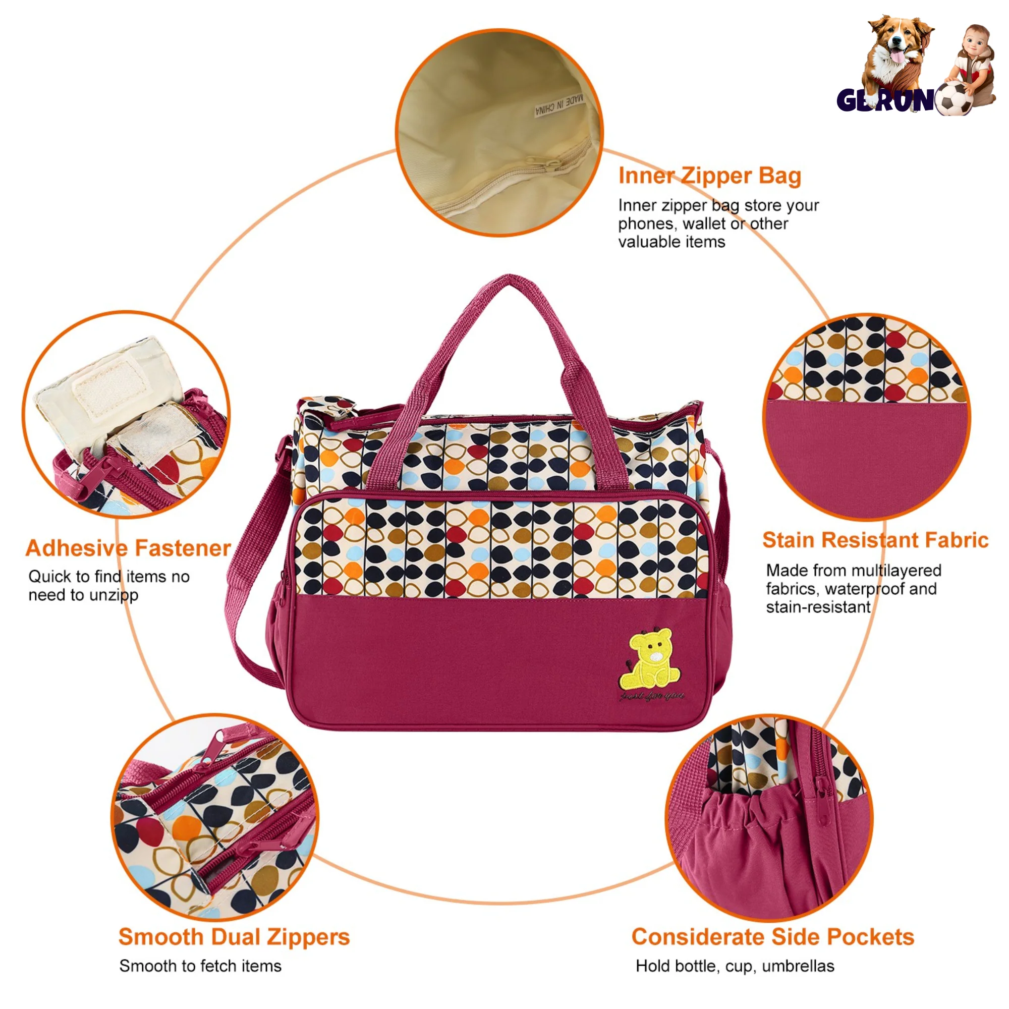 GBruno 5PCS Baby Nappy Diaper Bags - Image 2