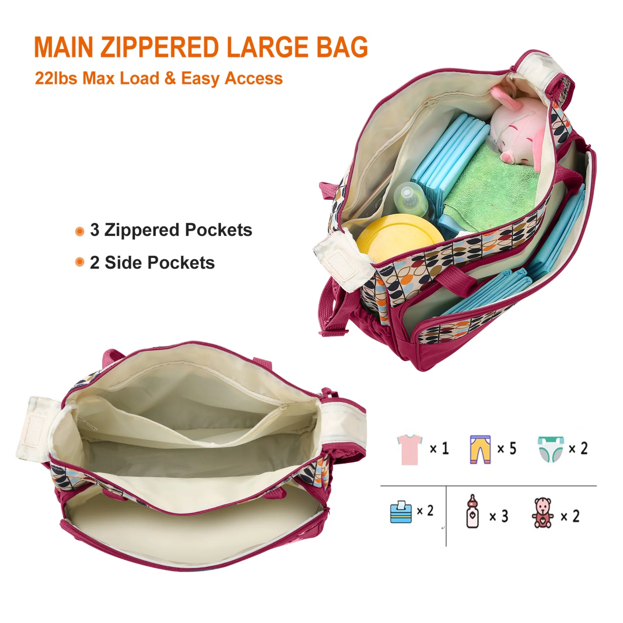 GBruno 5PCS Baby Nappy Diaper Bags - Image 3
