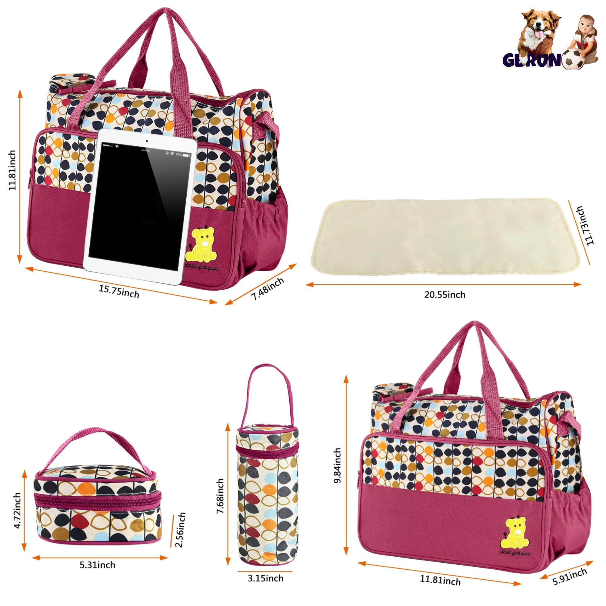 GBruno 5PCS Baby Nappy Diaper Bags - Image 4
