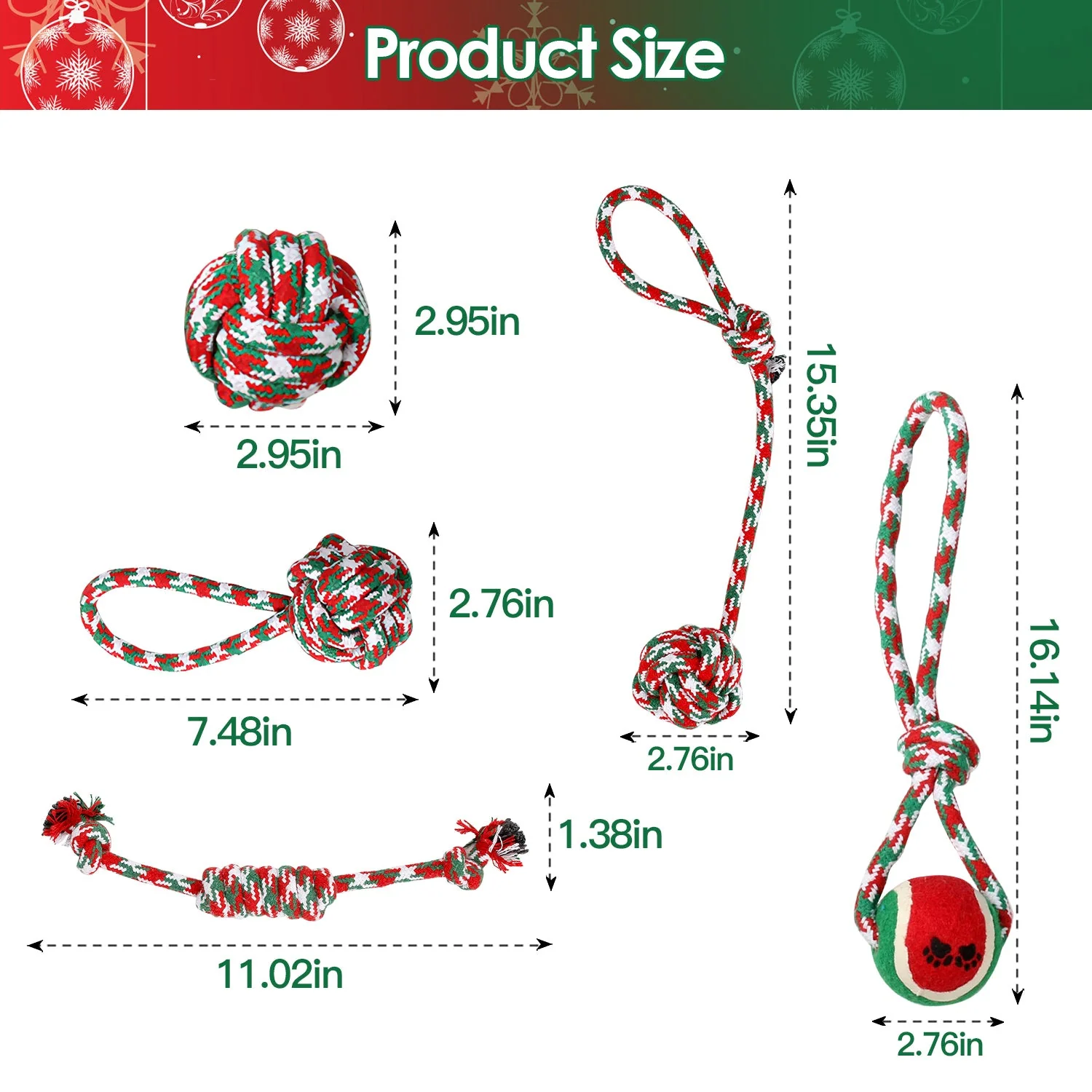 GBruno 5Pcs Christmas Dog Rope Chew Toys - Image 5