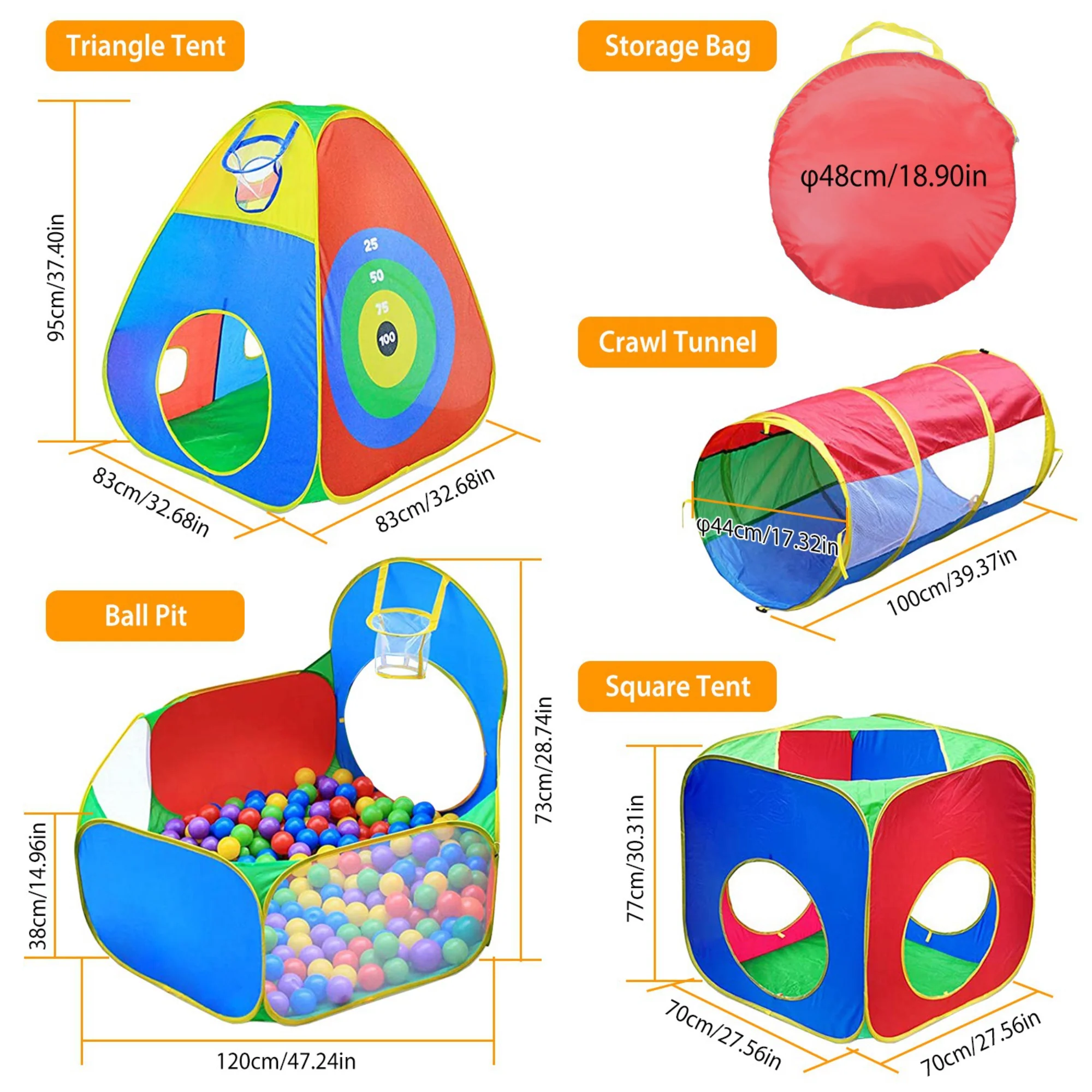 GBruno 5Pcs Kids Ball Pit Tents - Image 4
