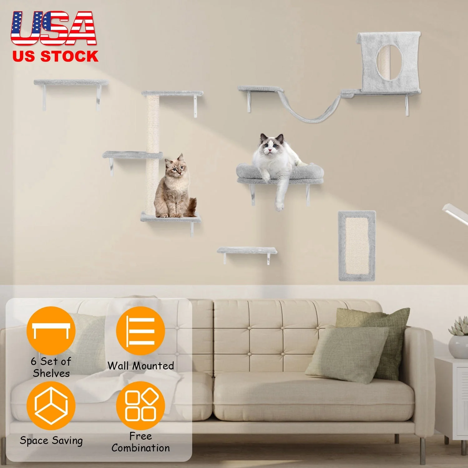 GBruno 6 Set of Cat Wall Shelves - Image 4