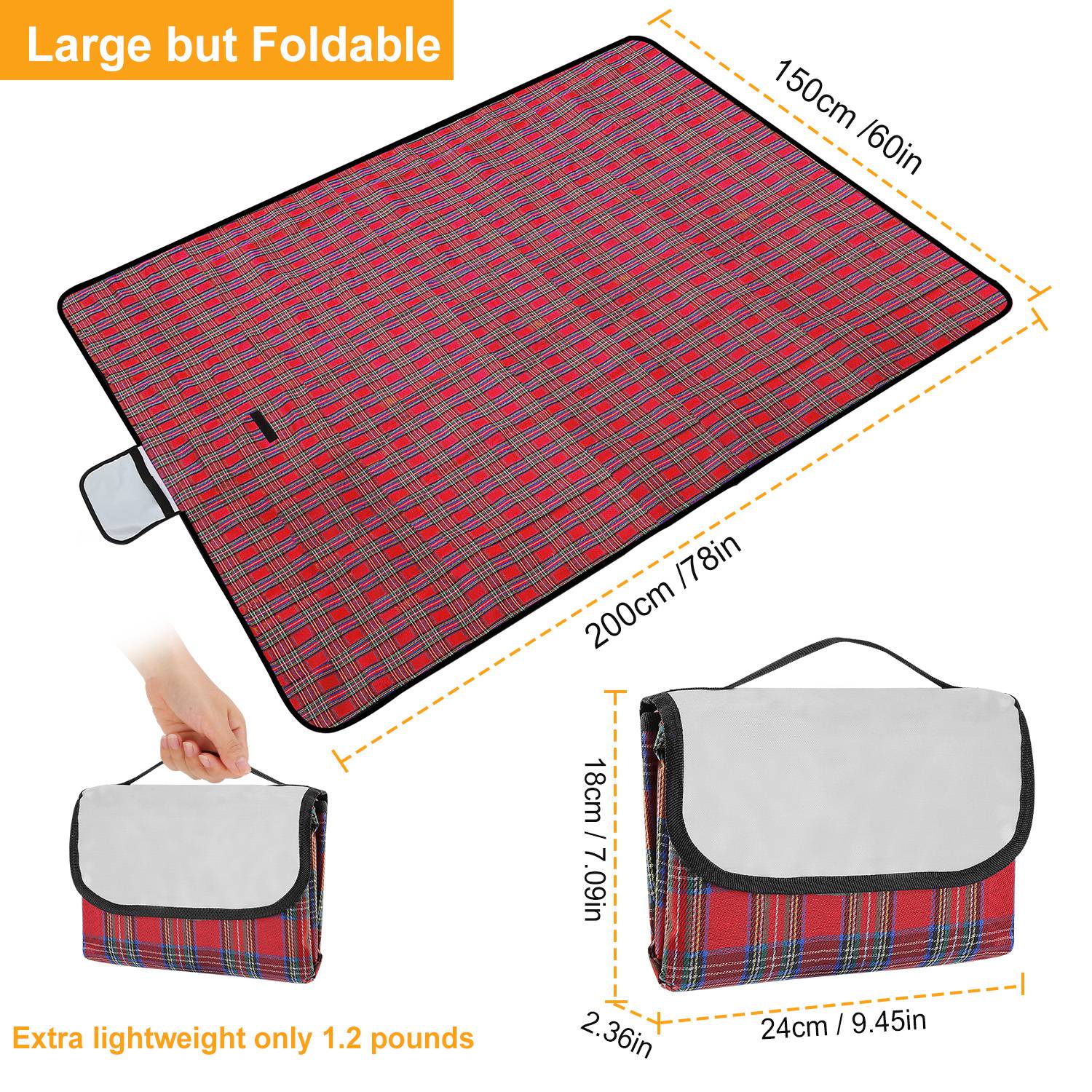 GBruno 60" x 78" Waterproof Picnic Blanket - Image 2
