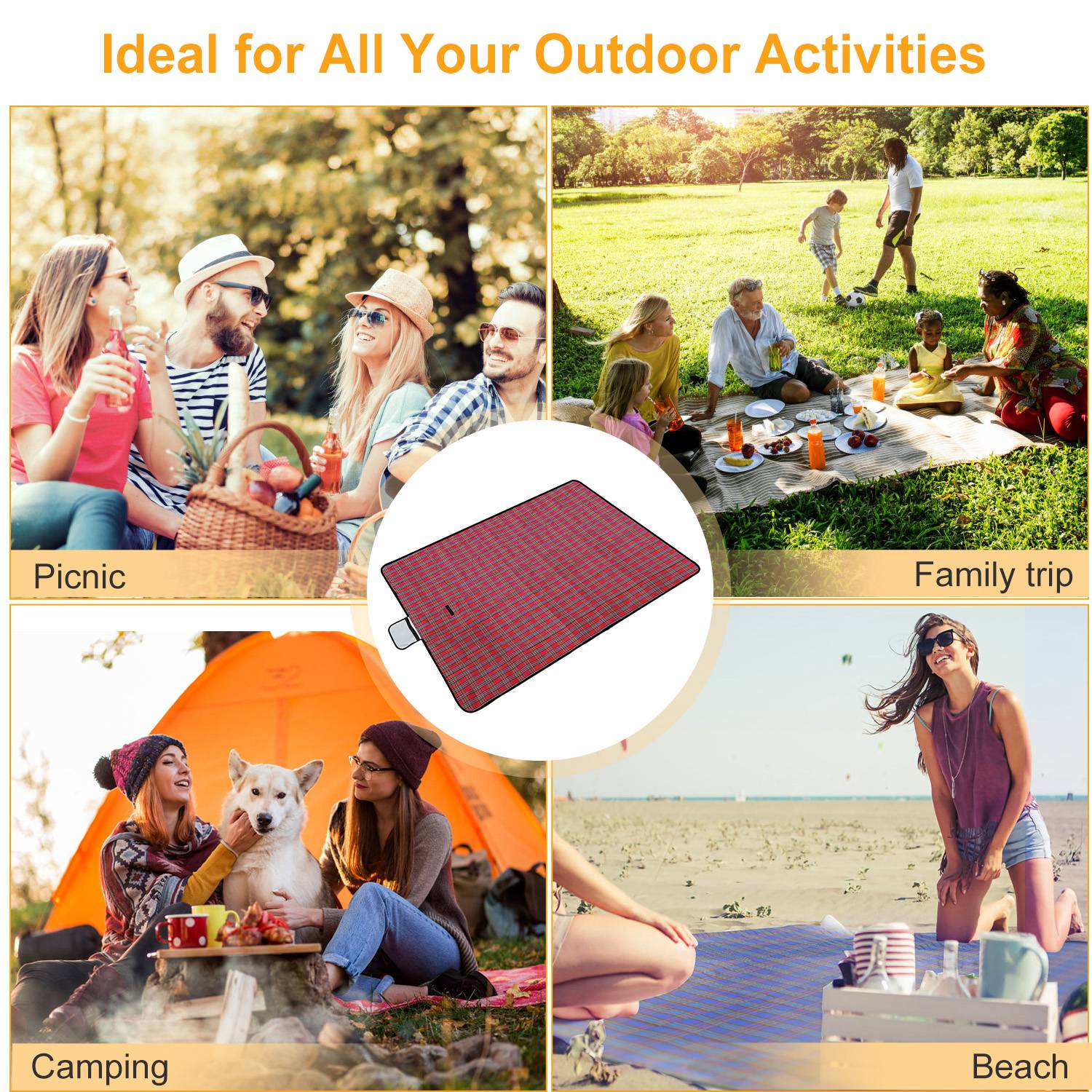GBruno 60" x 78" Waterproof Picnic Blanket - Image 3