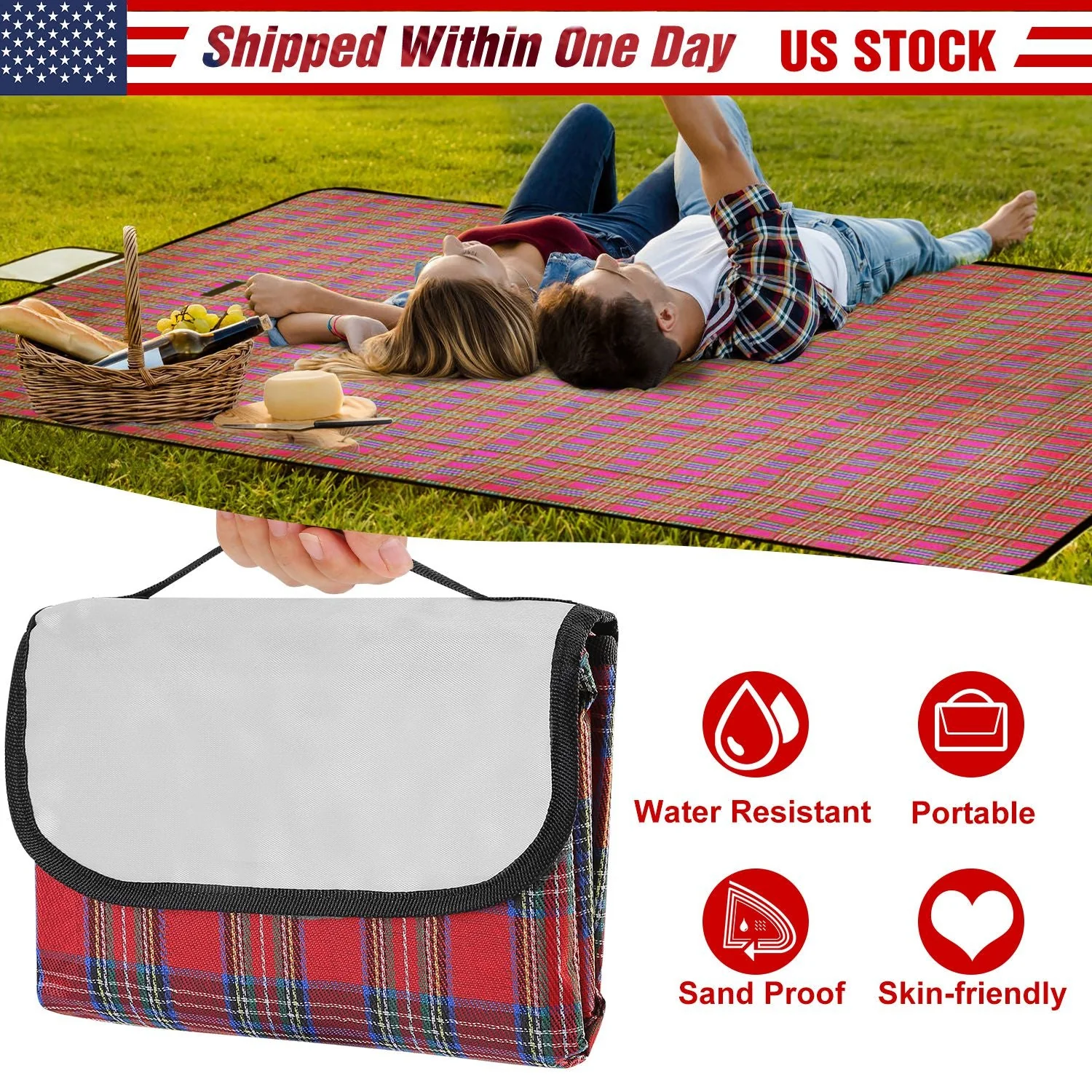 GBruno 60" x 78" Waterproof Picnic Blanket - Image 4