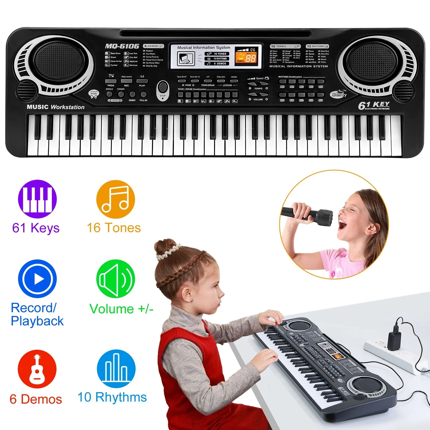GBruno 61 Keys Electronic Keyboard - Image 3
