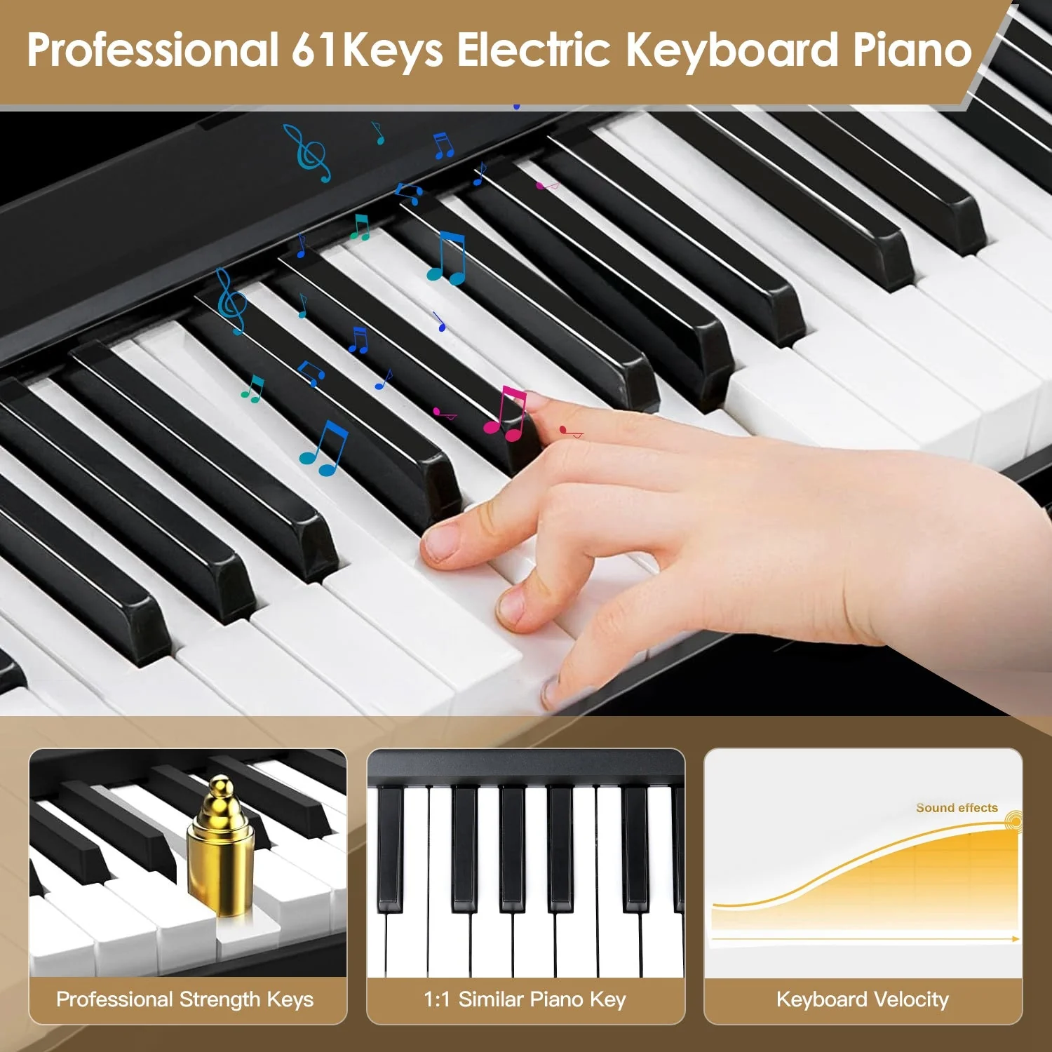 GBruno 61Keys Foldable Electronic Piano Keyboard - Image 3