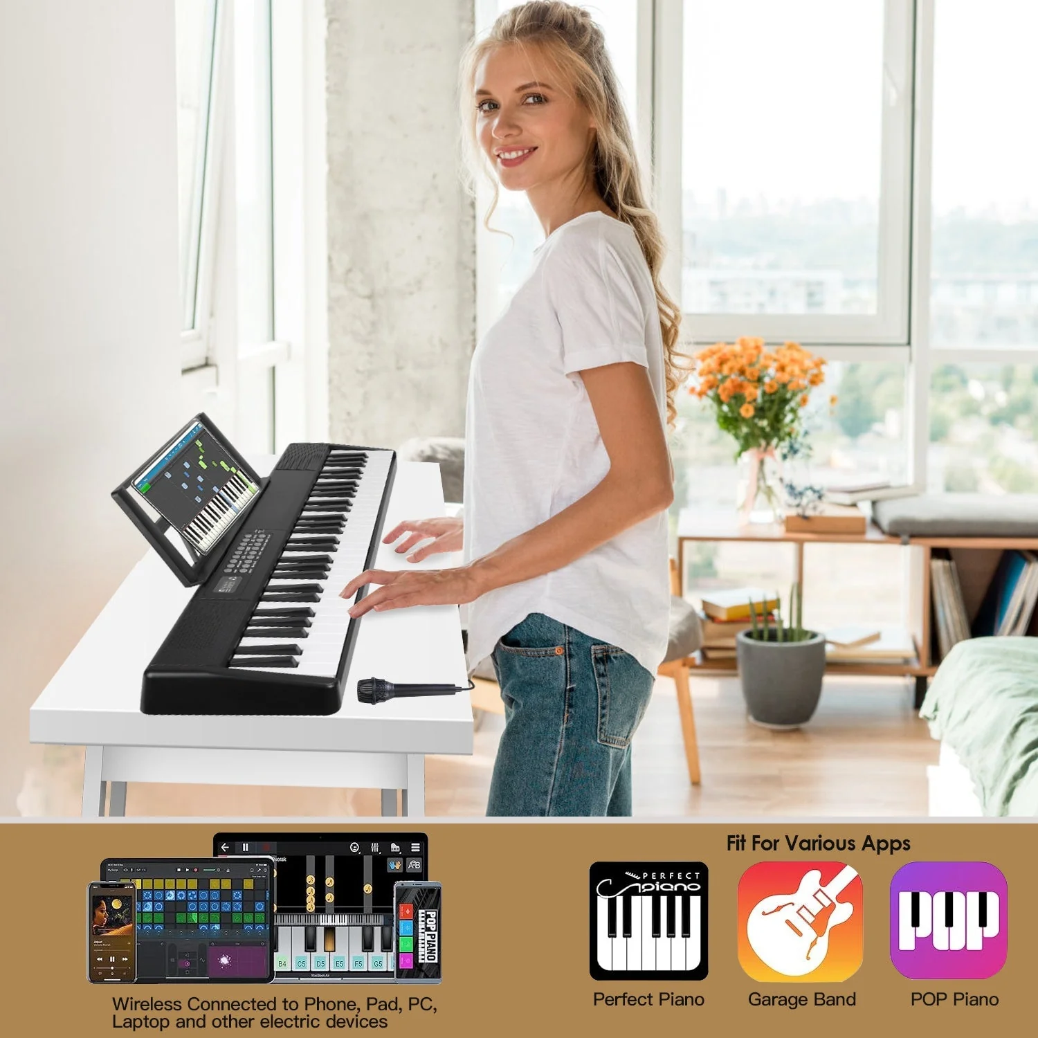 GBruno 61Keys Foldable Electronic Piano Keyboard - Image 5