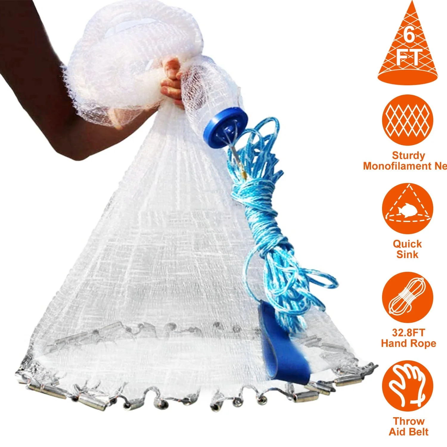 GBruno 6ft Radius Fishing Cast Net - Image 4