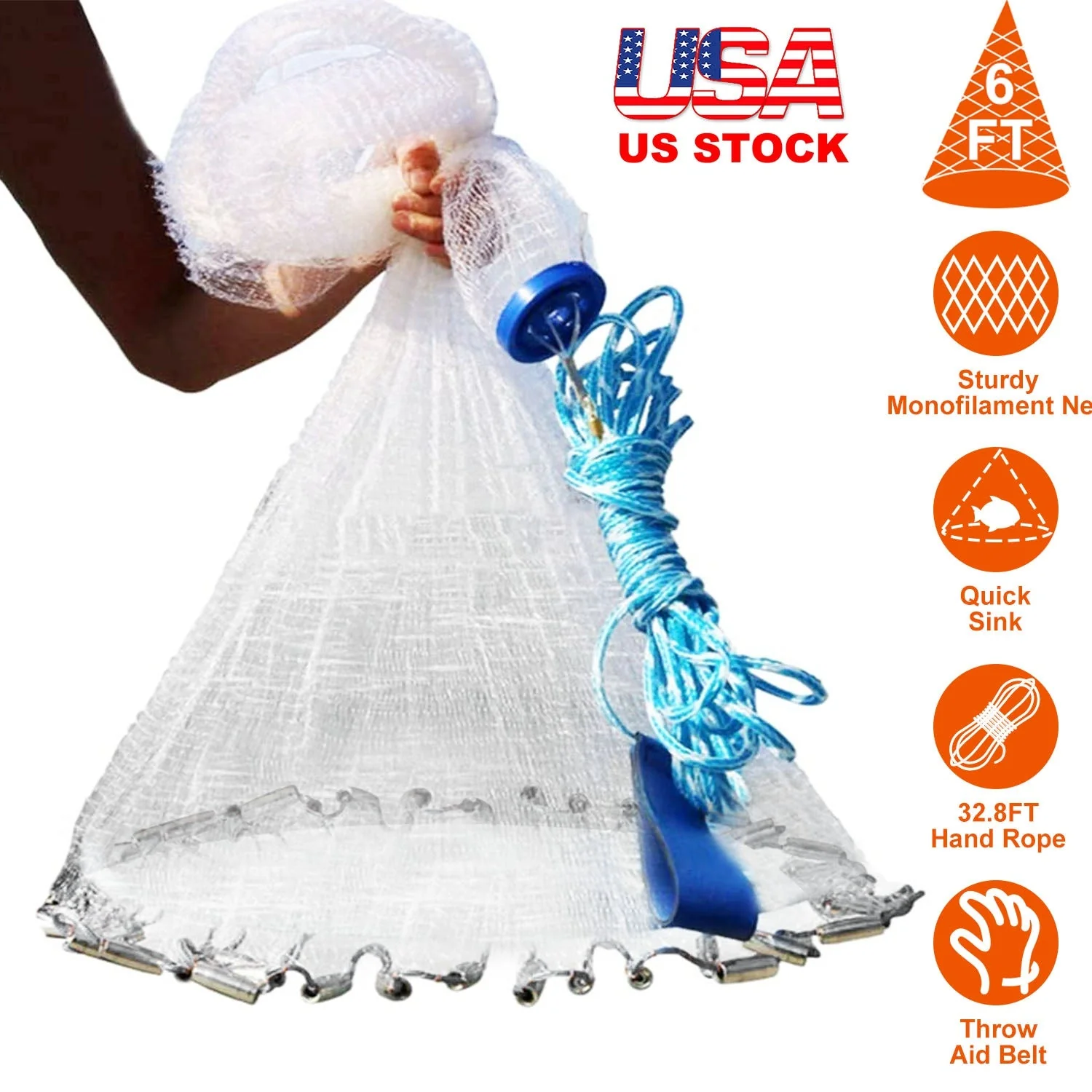 GBruno 6ft Radius Fishing Cast Net - Image 5