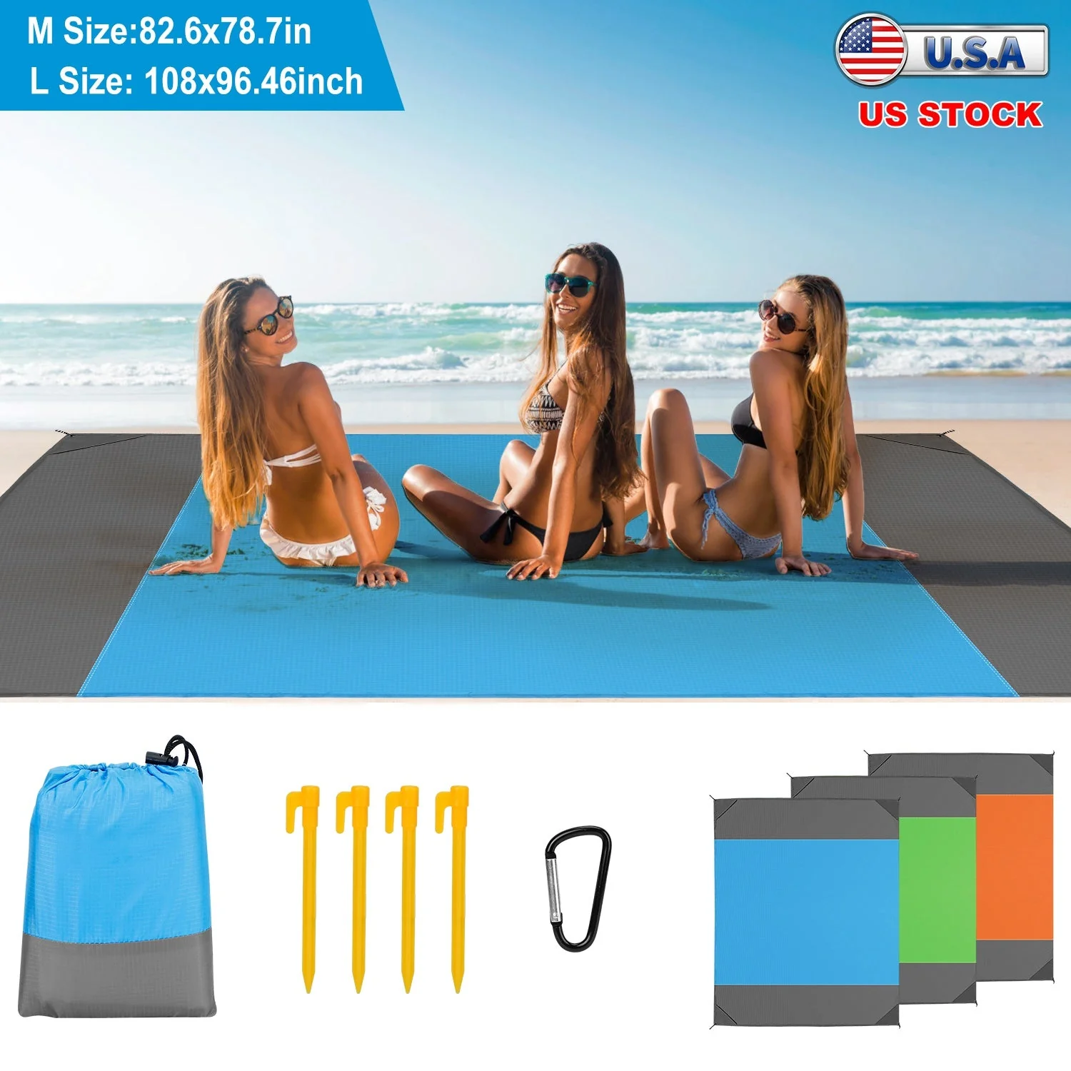 GBruno 82.6x78.7in Sand Proof Picnic Blanket - Image 6