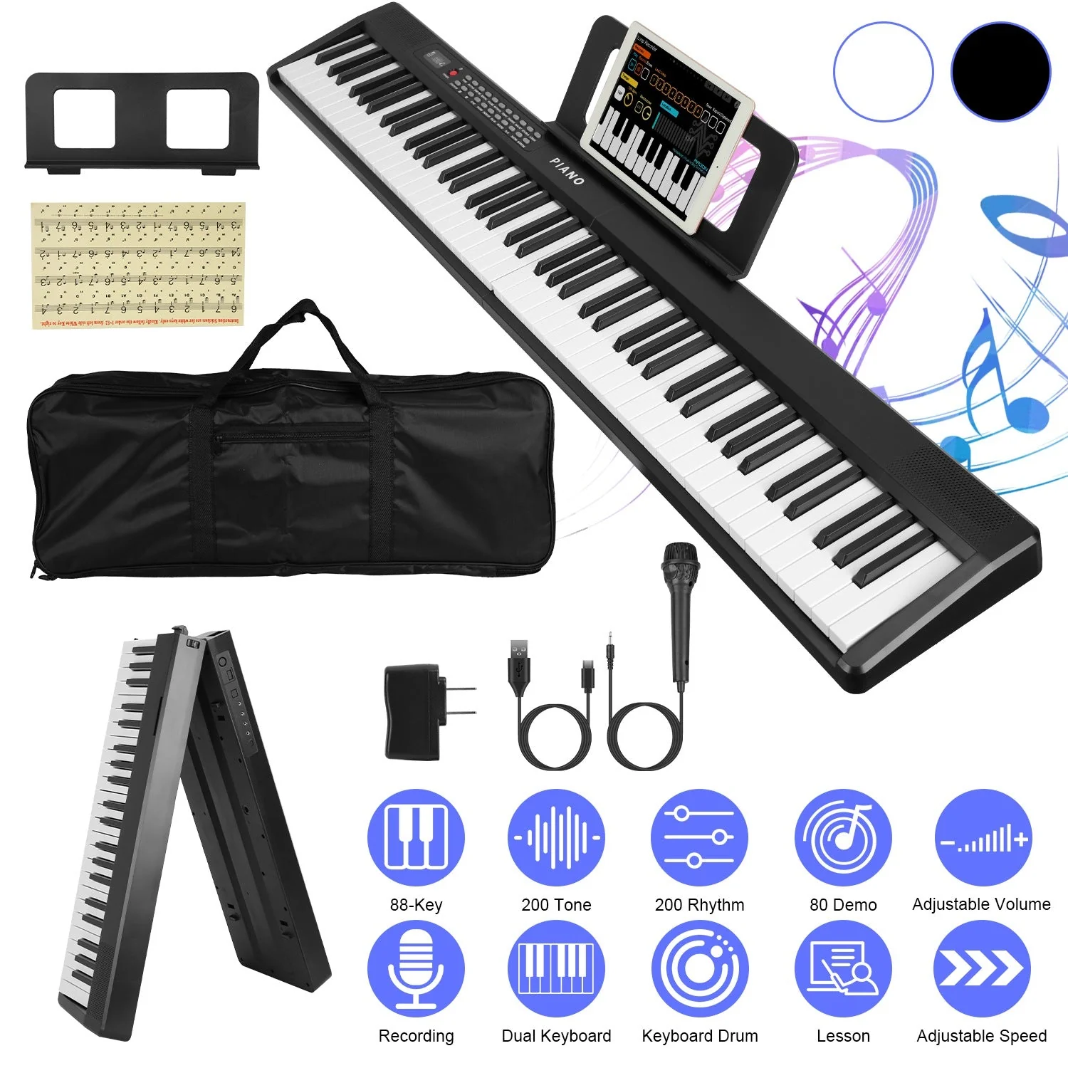 GBruno 88 Keys Foldable Full Size Keyboard - Image 3