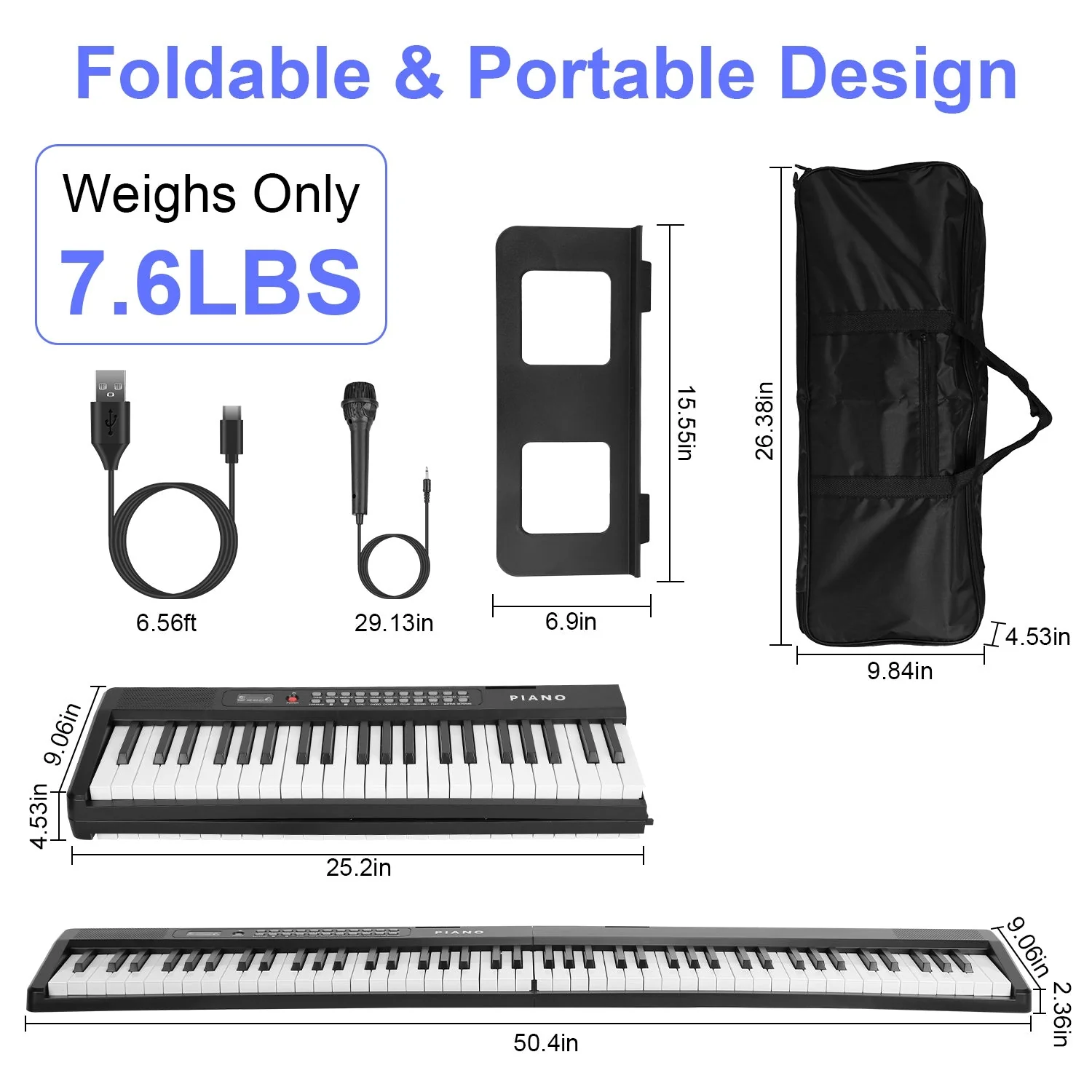 GBruno 88 Keys Foldable Full Size Keyboard - Image 4