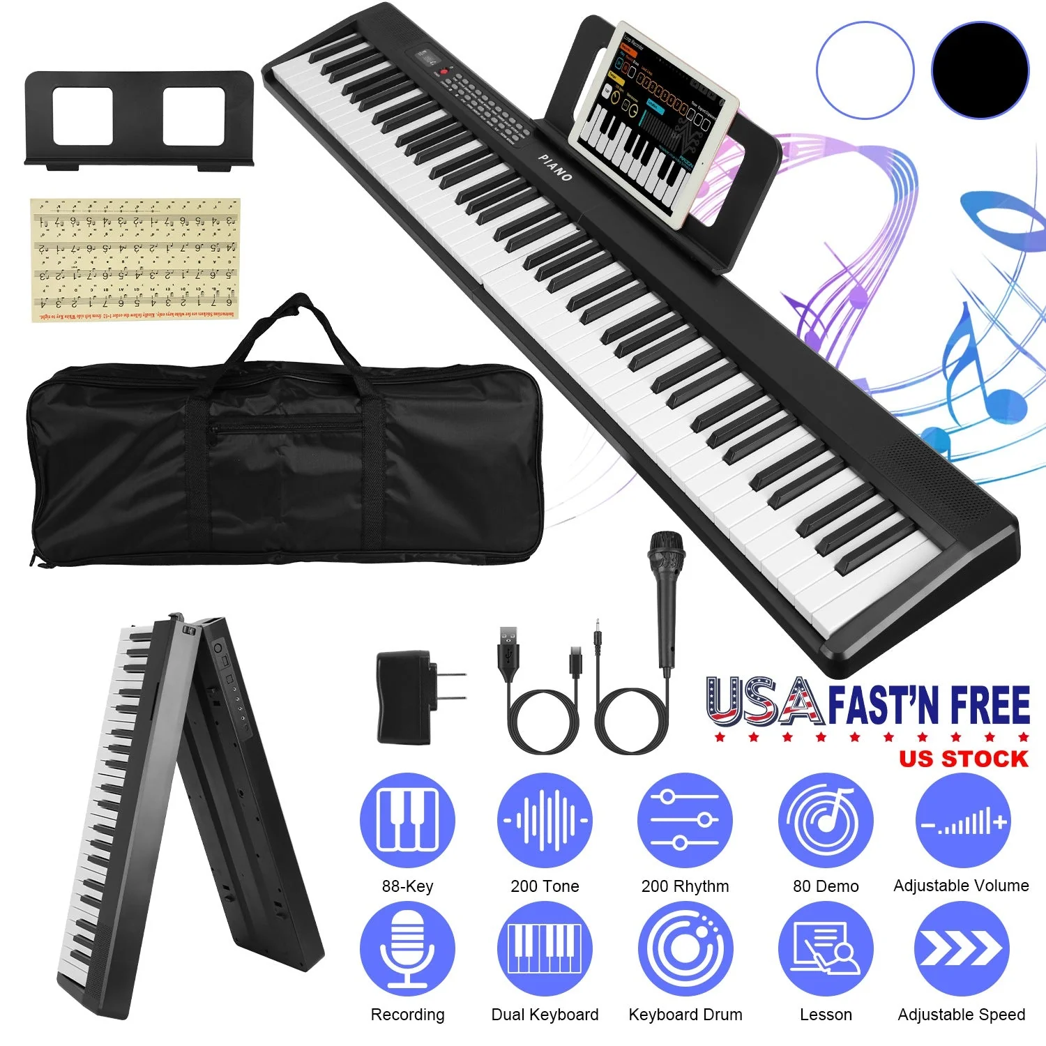 GBruno 88 Keys Foldable Full Size Keyboard - Image 5