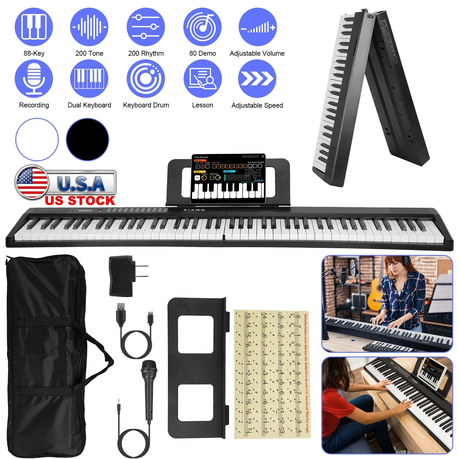GBruno 88 Keys Foldable Full Size Keyboard - Image 6