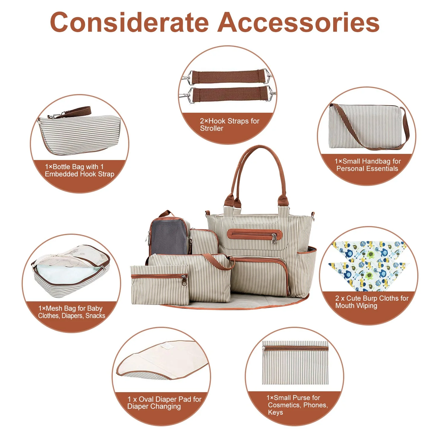 GBruno 8Pcs Baby Nappy Diaper Bags Set - Image 6