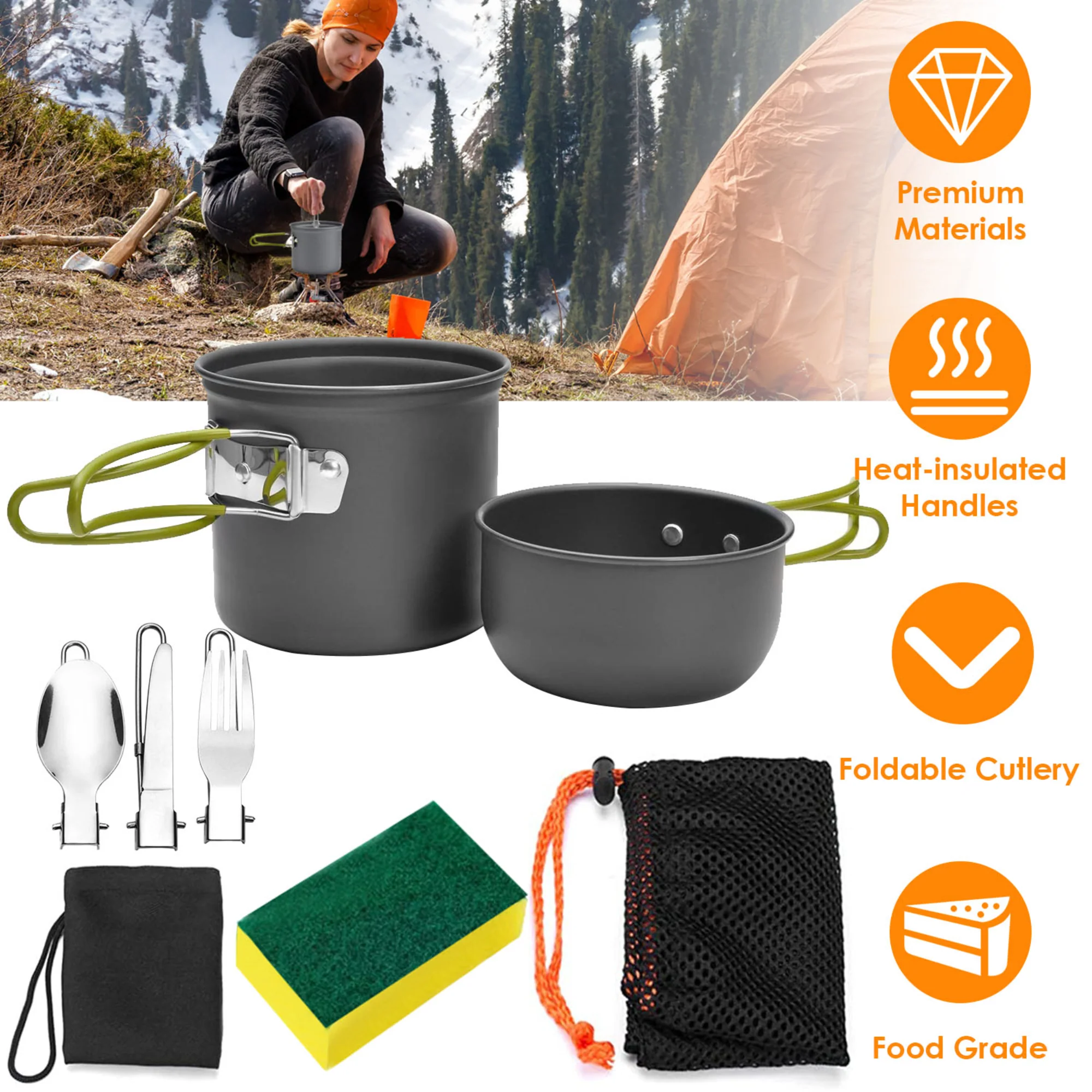 GBruno 8Pcs Camping Cooking Ware Set - Image 2