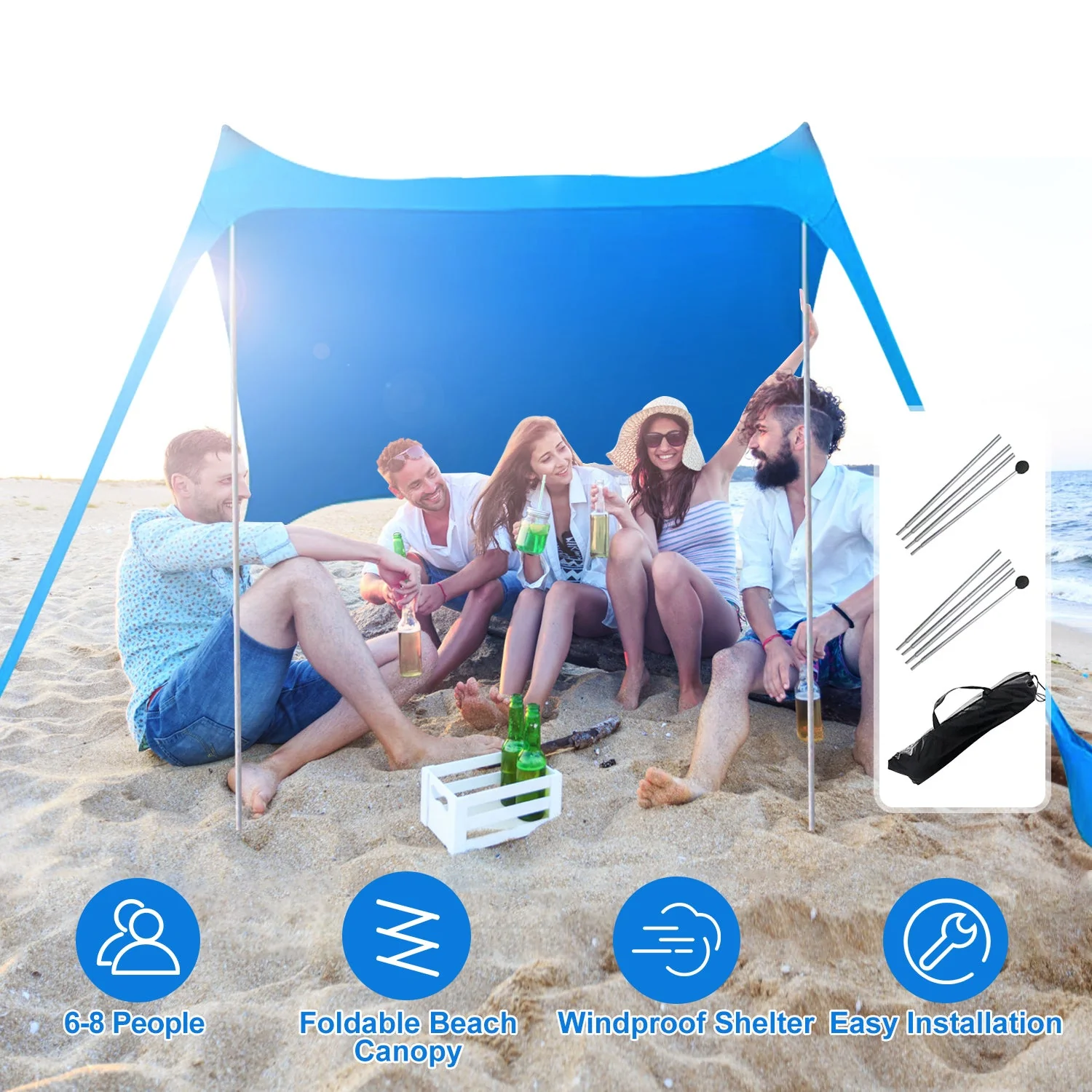 GBruno 9.8x9.8FT Foldable Beach Canopy Tent - Image 2