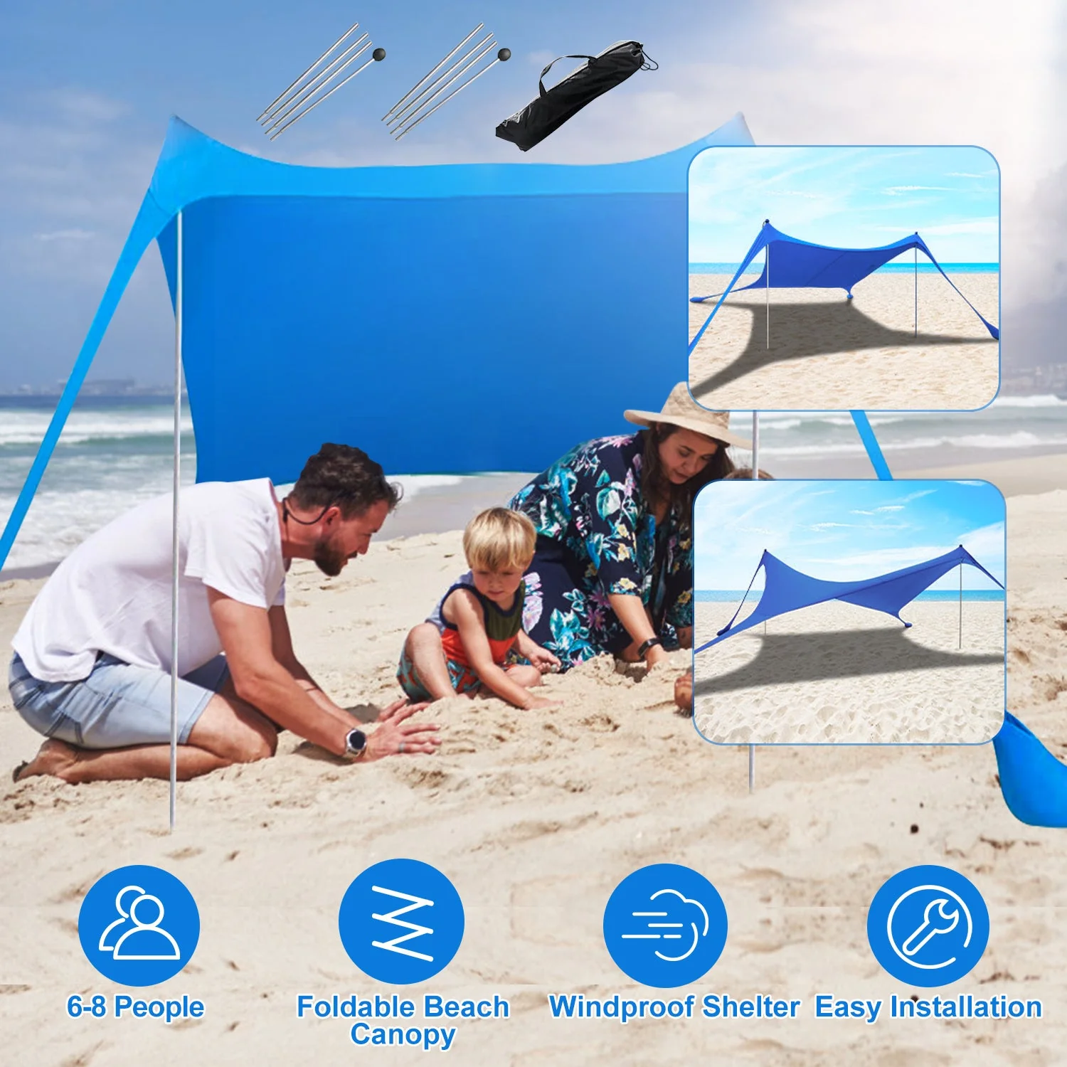 GBruno 9.8x9.8FT Foldable Beach Canopy Tent - Image 3
