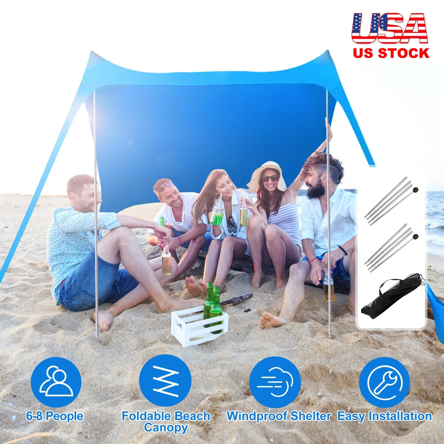 GBruno 9.8x9.8FT Foldable Beach Canopy Tent - Image 4