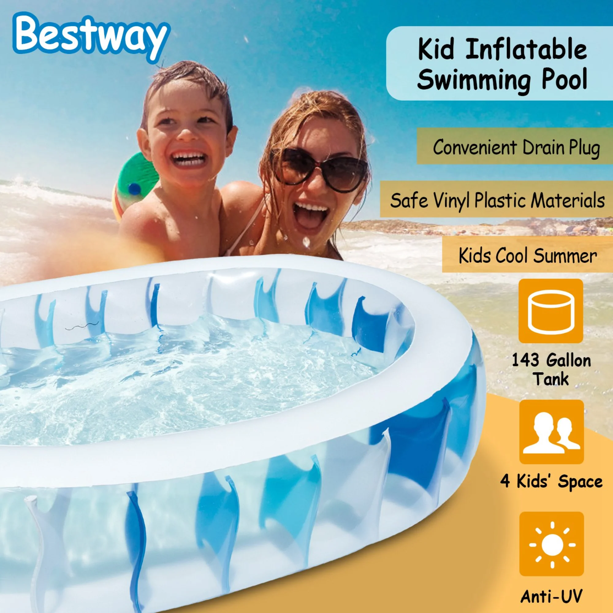 GBruno 90×60×20” Inflatable Swimming Pool - Image 3