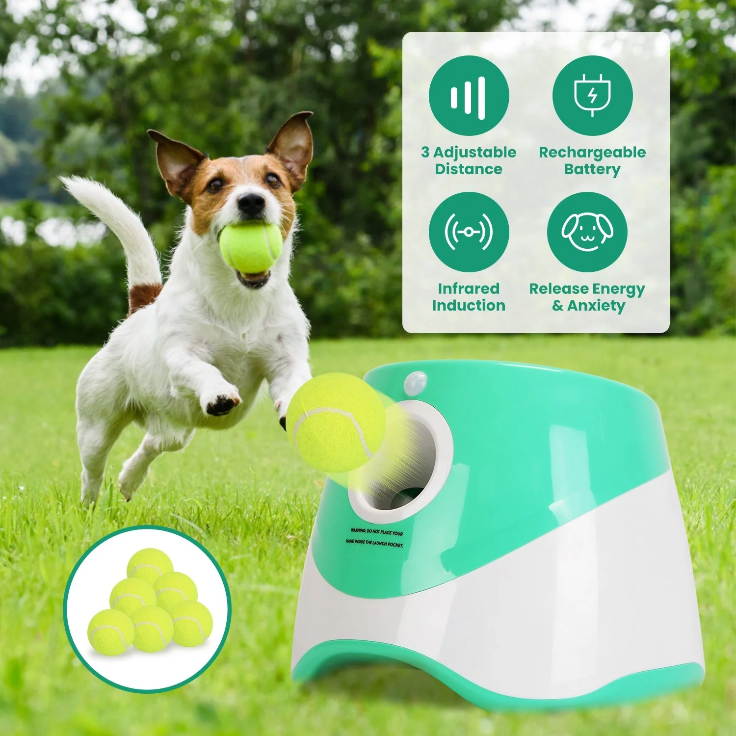 GBruno Ball Launcher Included 6 Tennis Balls Dog - Image 2