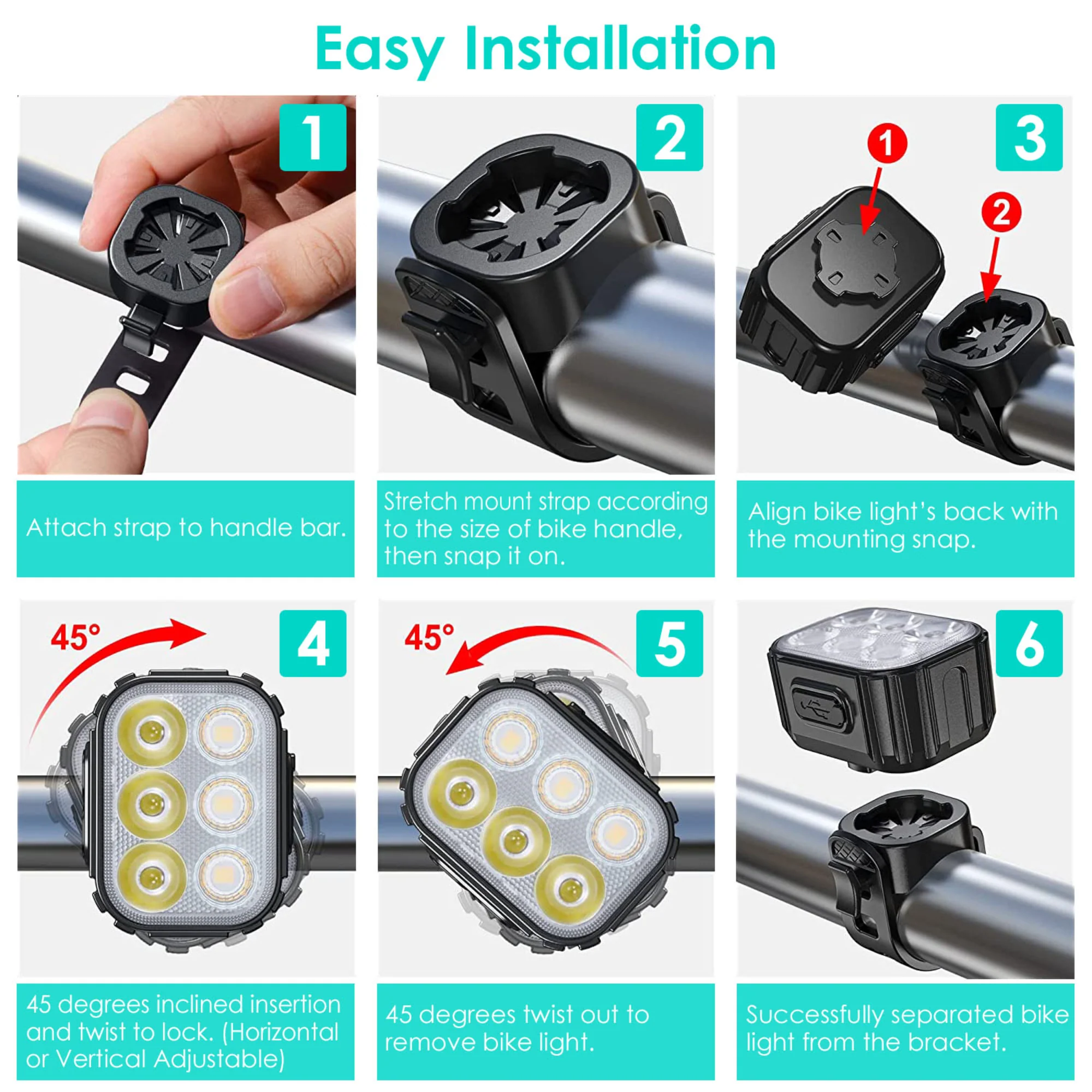 GBruno Bike Headlight TailLight - Image 5