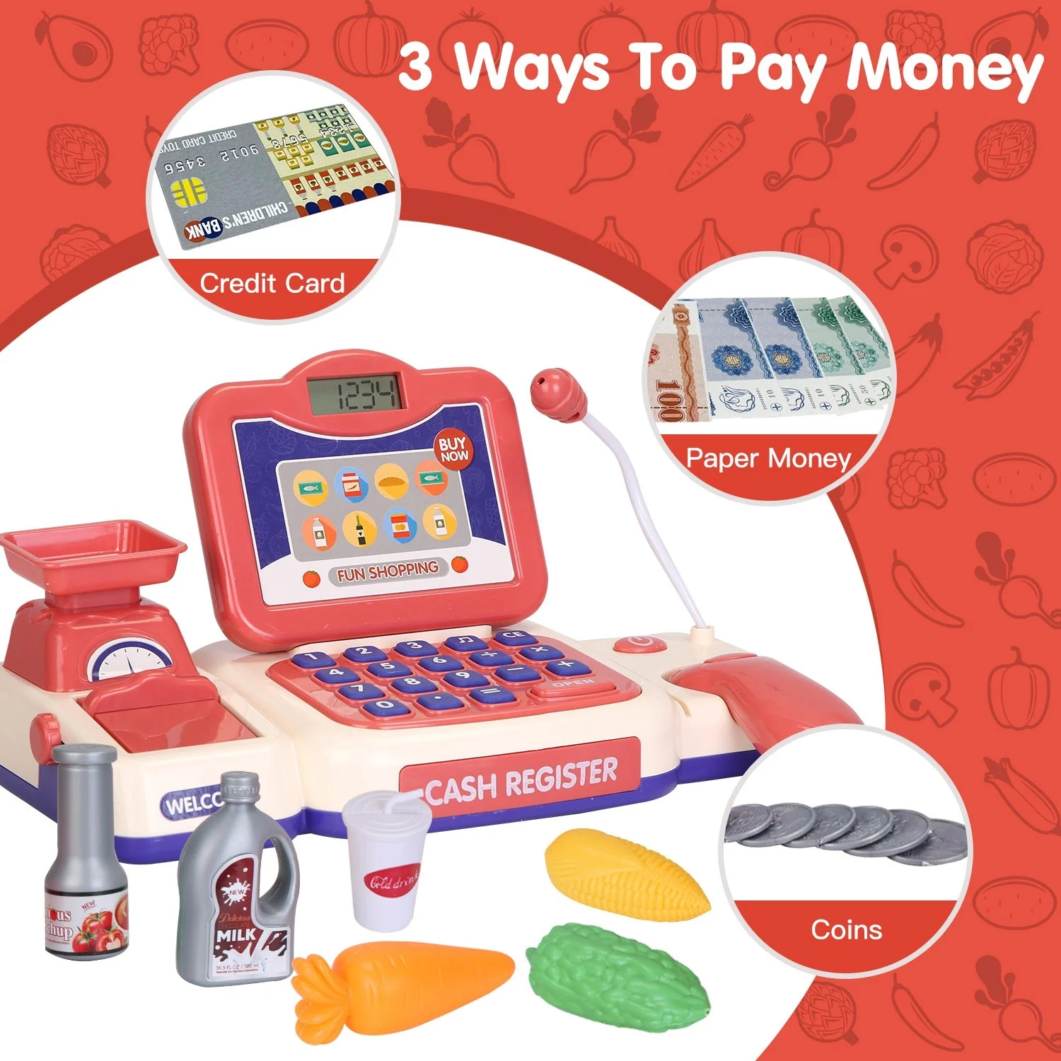 GBruno Cash Register Pretend Play Cashier Toy - Image 3