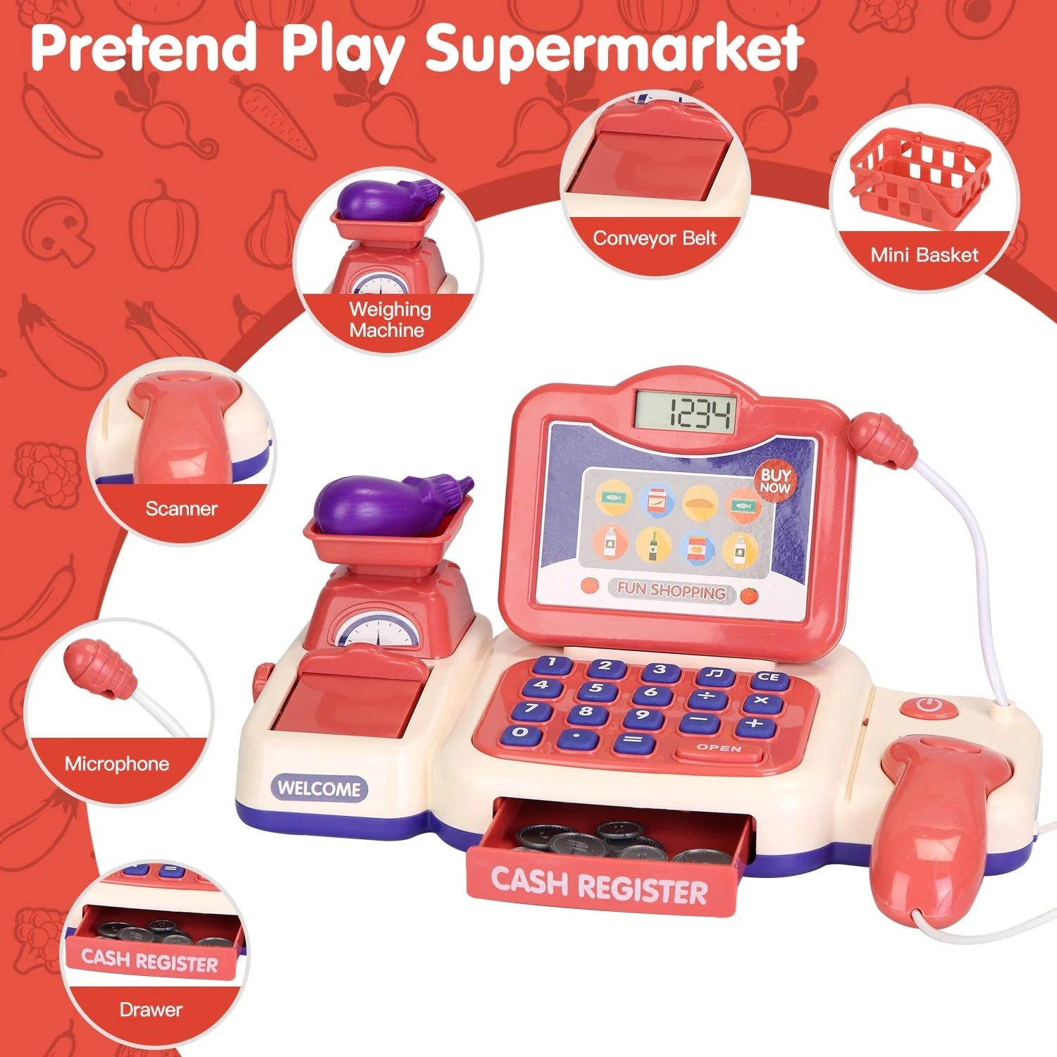 GBruno Cash Register Pretend Play Cashier Toy - Image 4