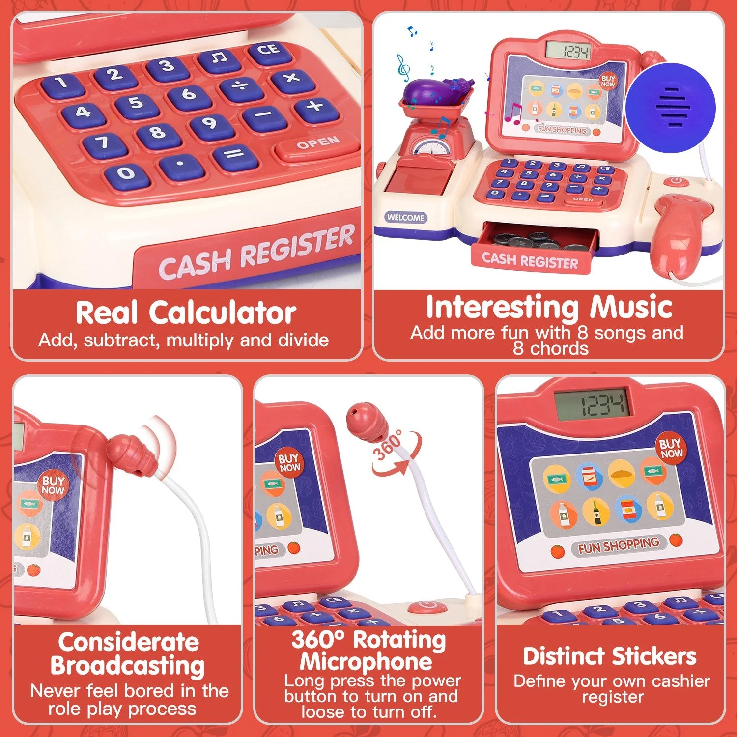 GBruno Cash Register Pretend Play Cashier Toy - Image 7
