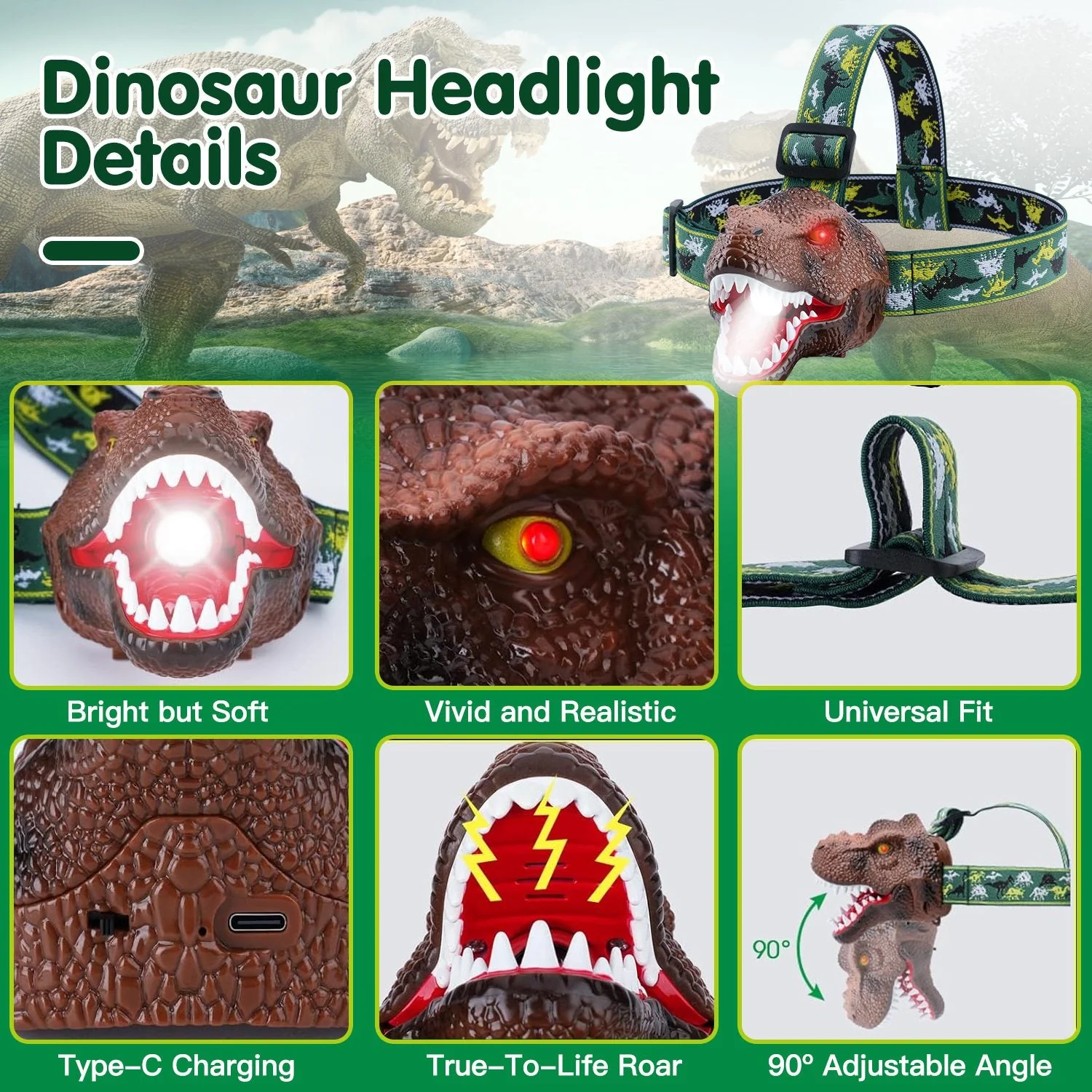 GBruno Dinosaur Headlamp Kids Headlight - Image 5