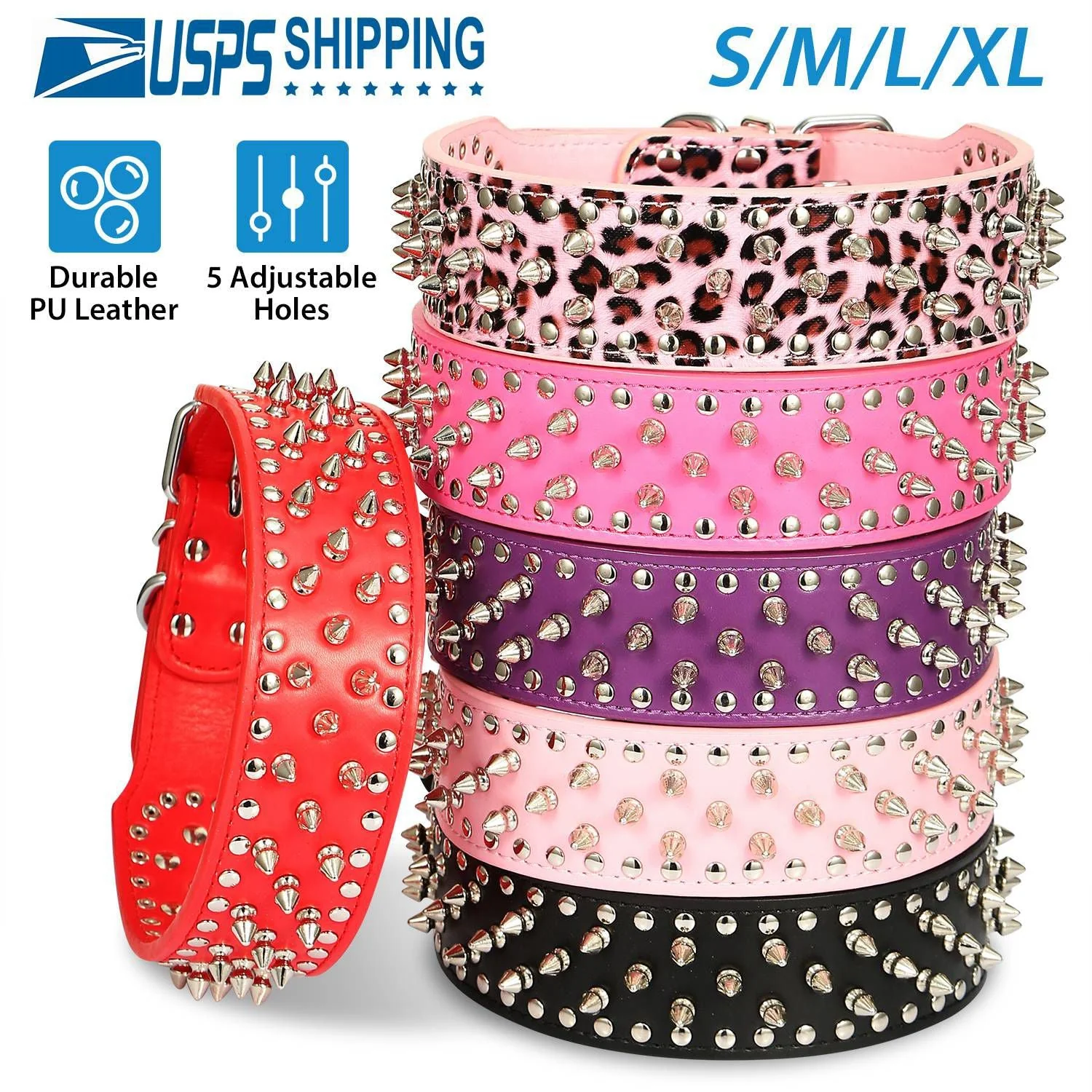 GBruno Dog Leather Collar Spiked - Image 2