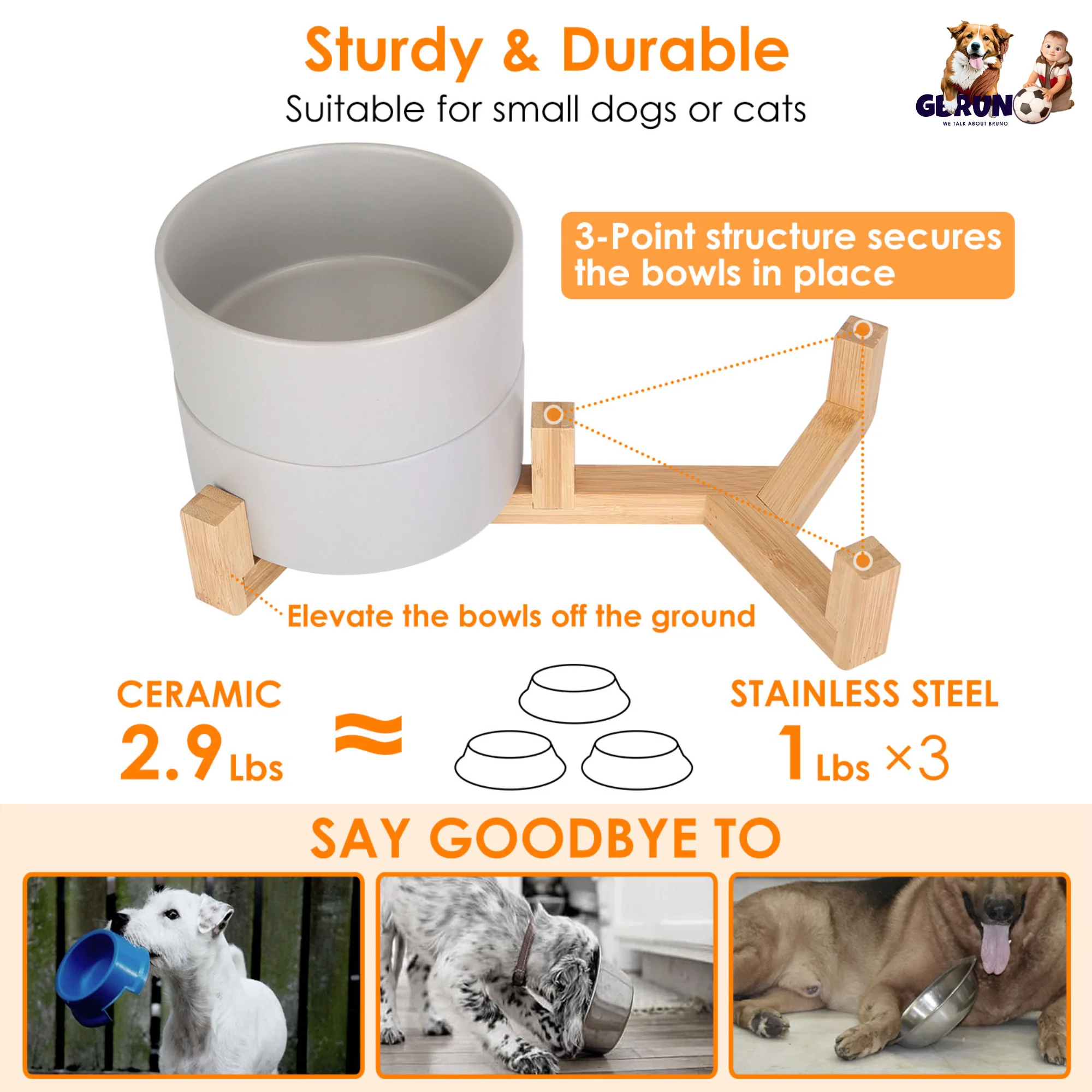 GBruno Double 28.7Oz Ceramic Pet Bowls - Image 3
